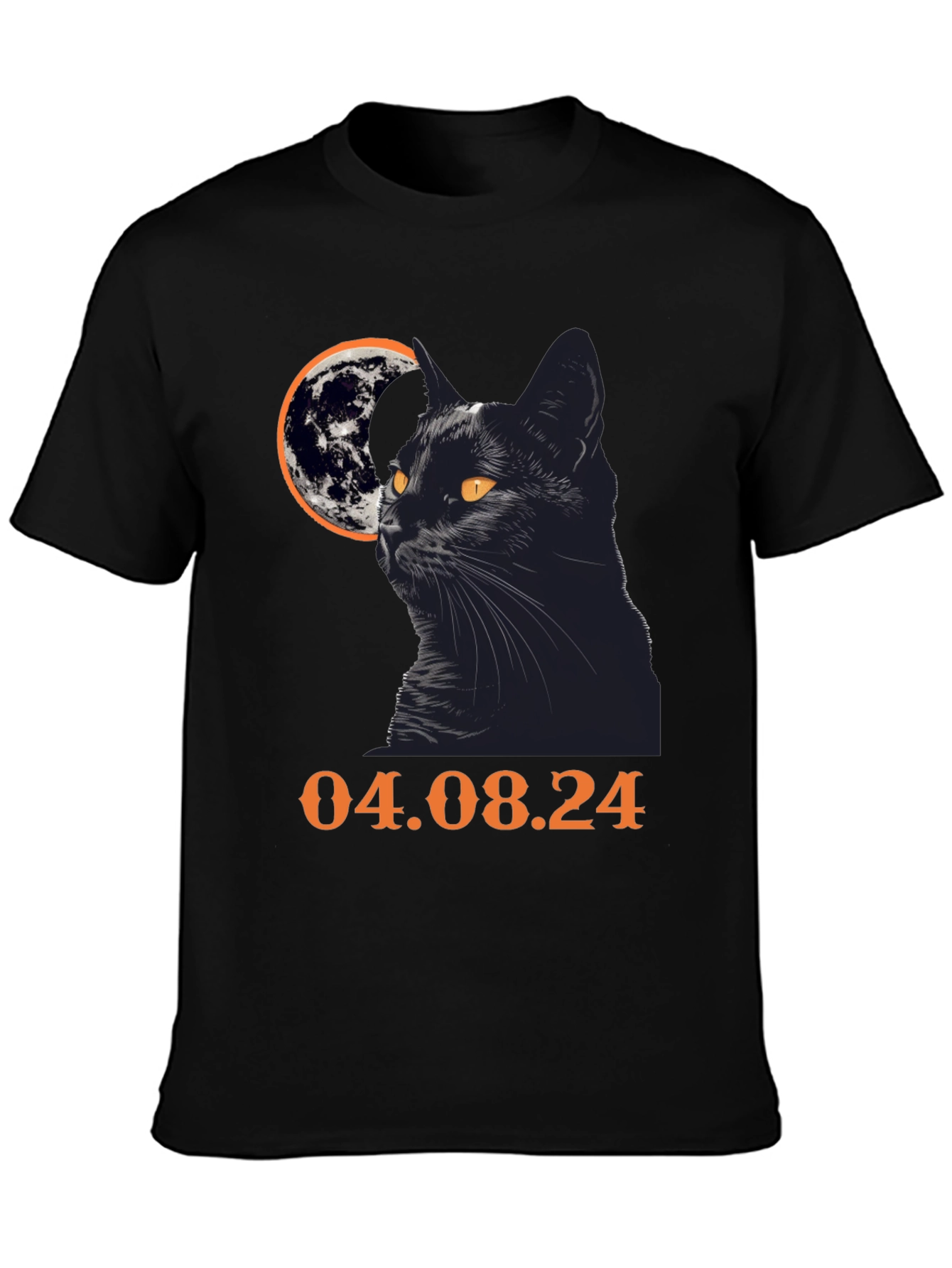 Black Cat Moon T-Shirt - April 8th 2024 Eclipse