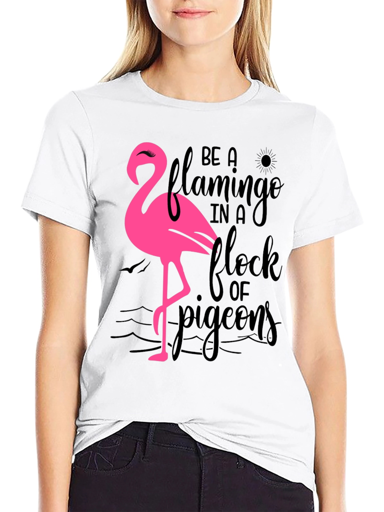 Be a Flamingo T-Shirt Black Cotton Tee