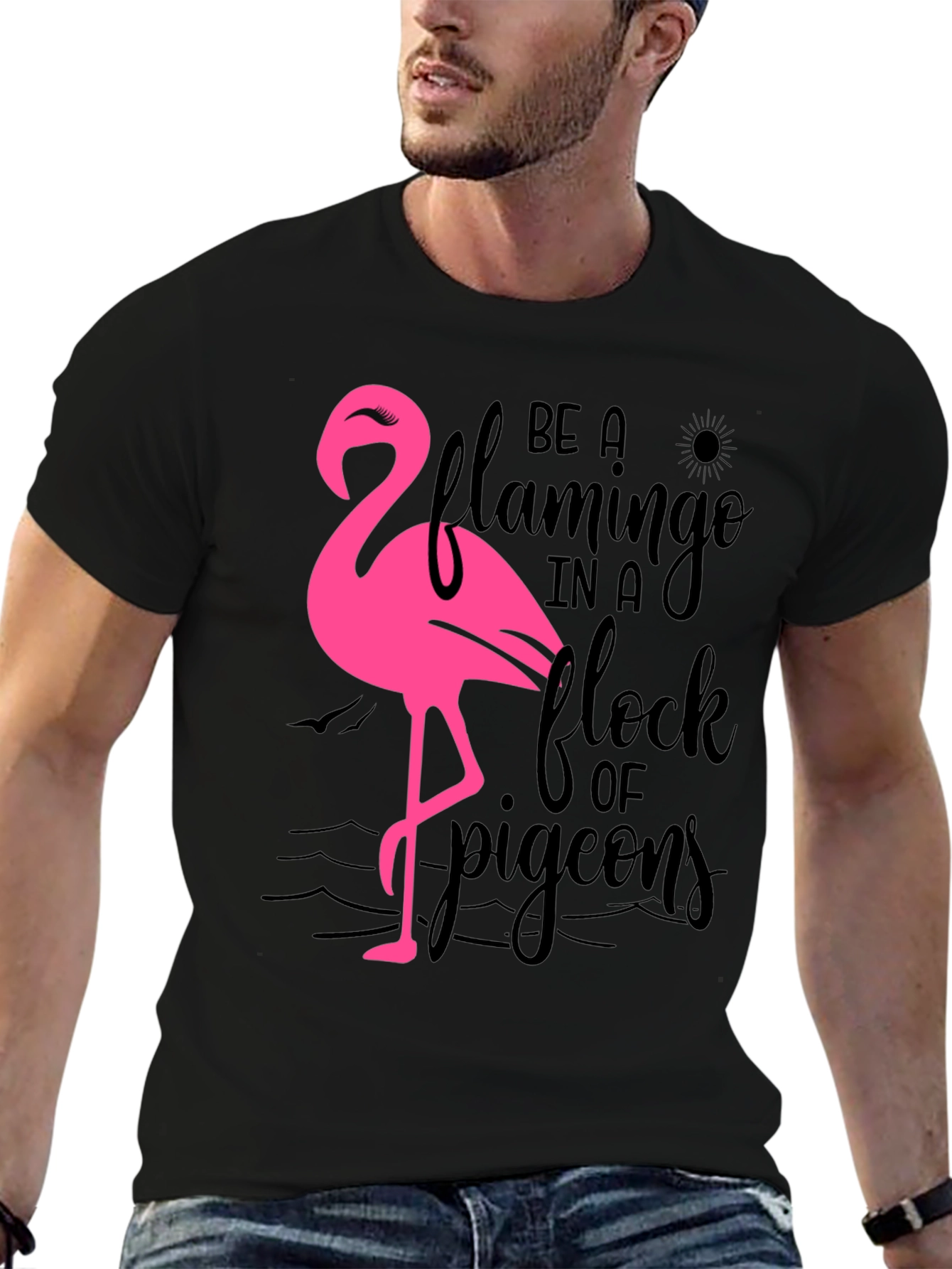 Be a Flamingo T-Shirt Black Cotton Tee
