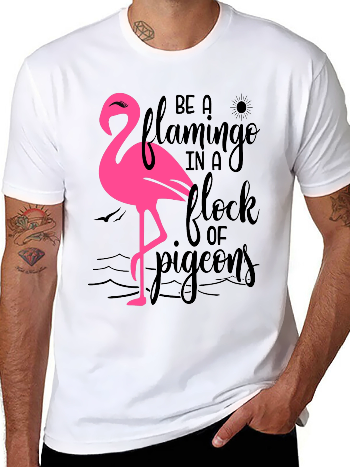 Be a Flamingo T-Shirt Black Cotton Tee