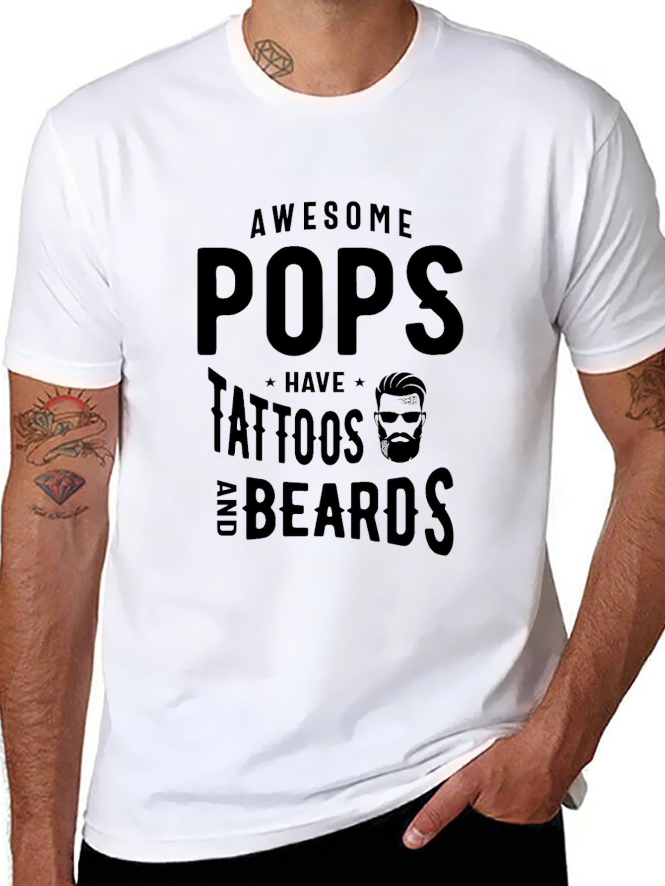 Awesome Pops Tattoos Beards Graphic T-Shirt