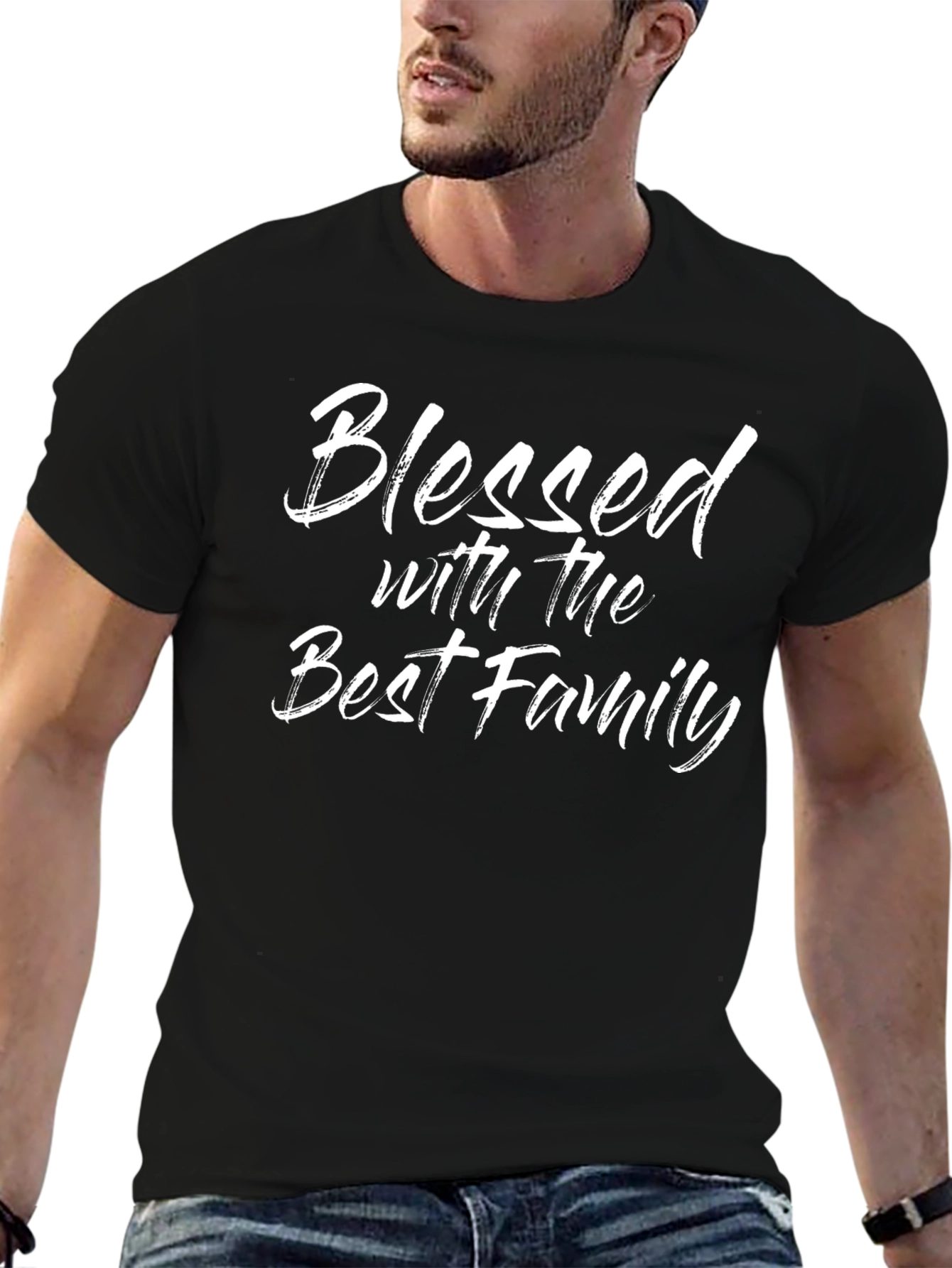 Blessed With the Best Family Black T-Shirt