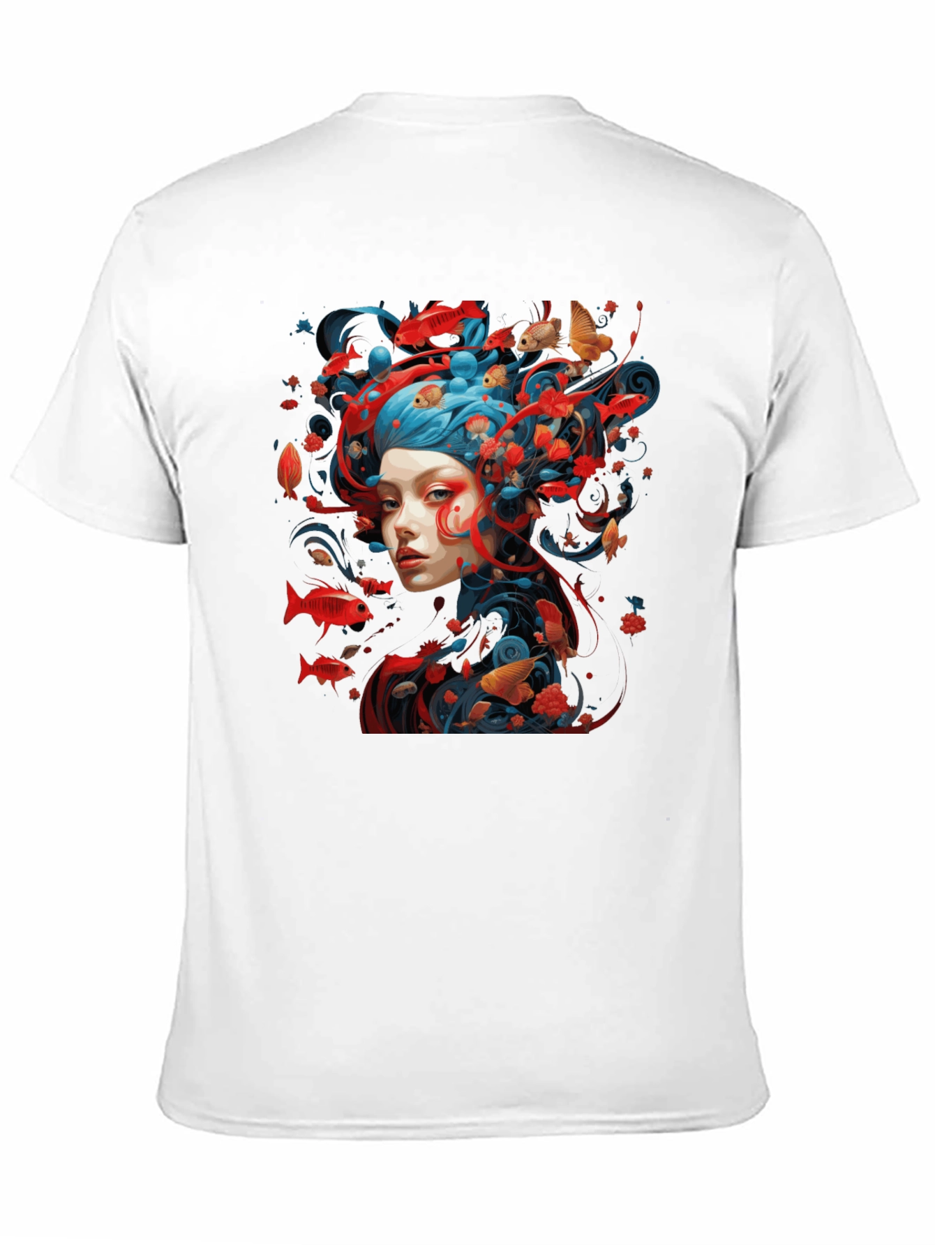 Artistic Fish Design Black T-Shirt