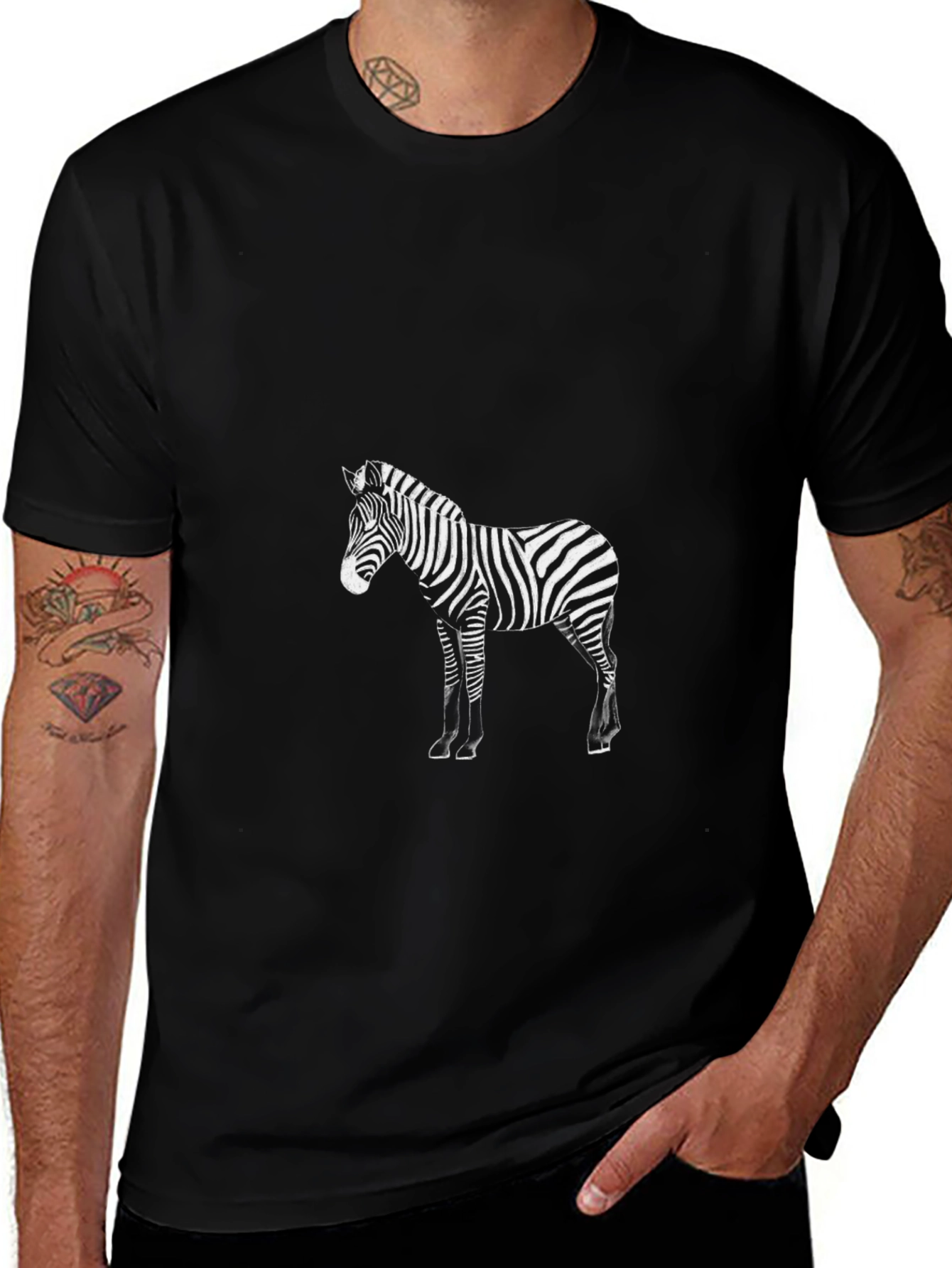 Zebra Print Black T-Shirt - Stylish Animal Graphic Tee