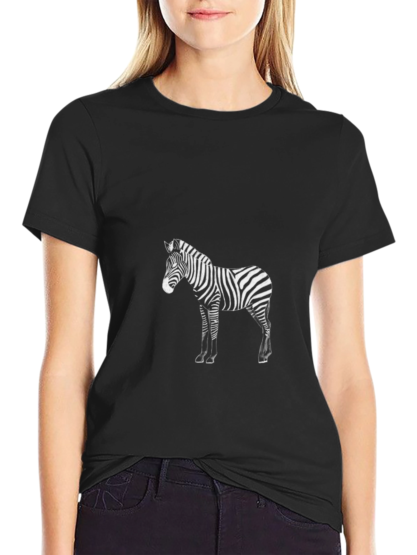 Zebra Print Black T-Shirt - Stylish Animal Graphic Tee