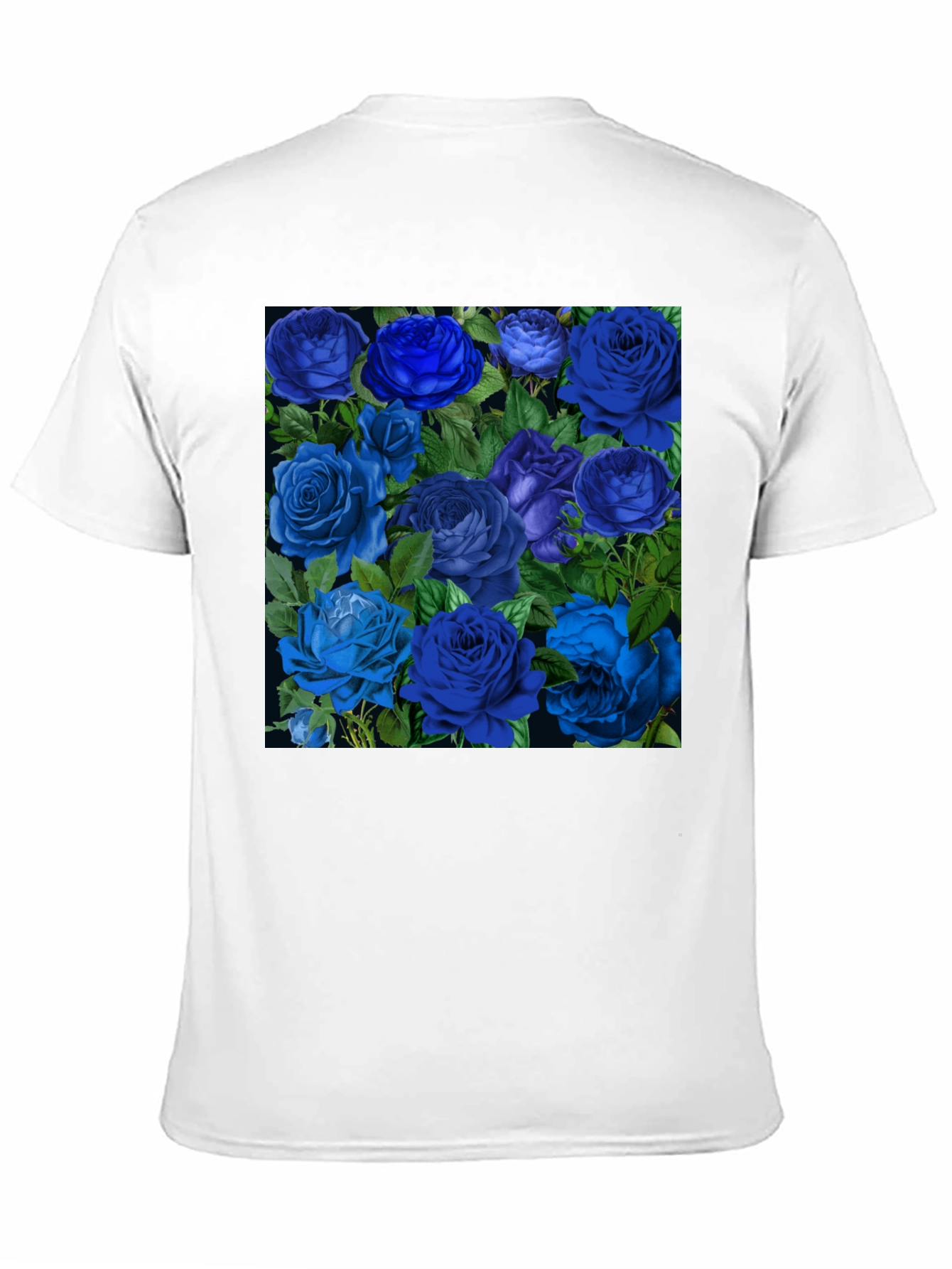 Blue Roses Graphic Print Tee - Black