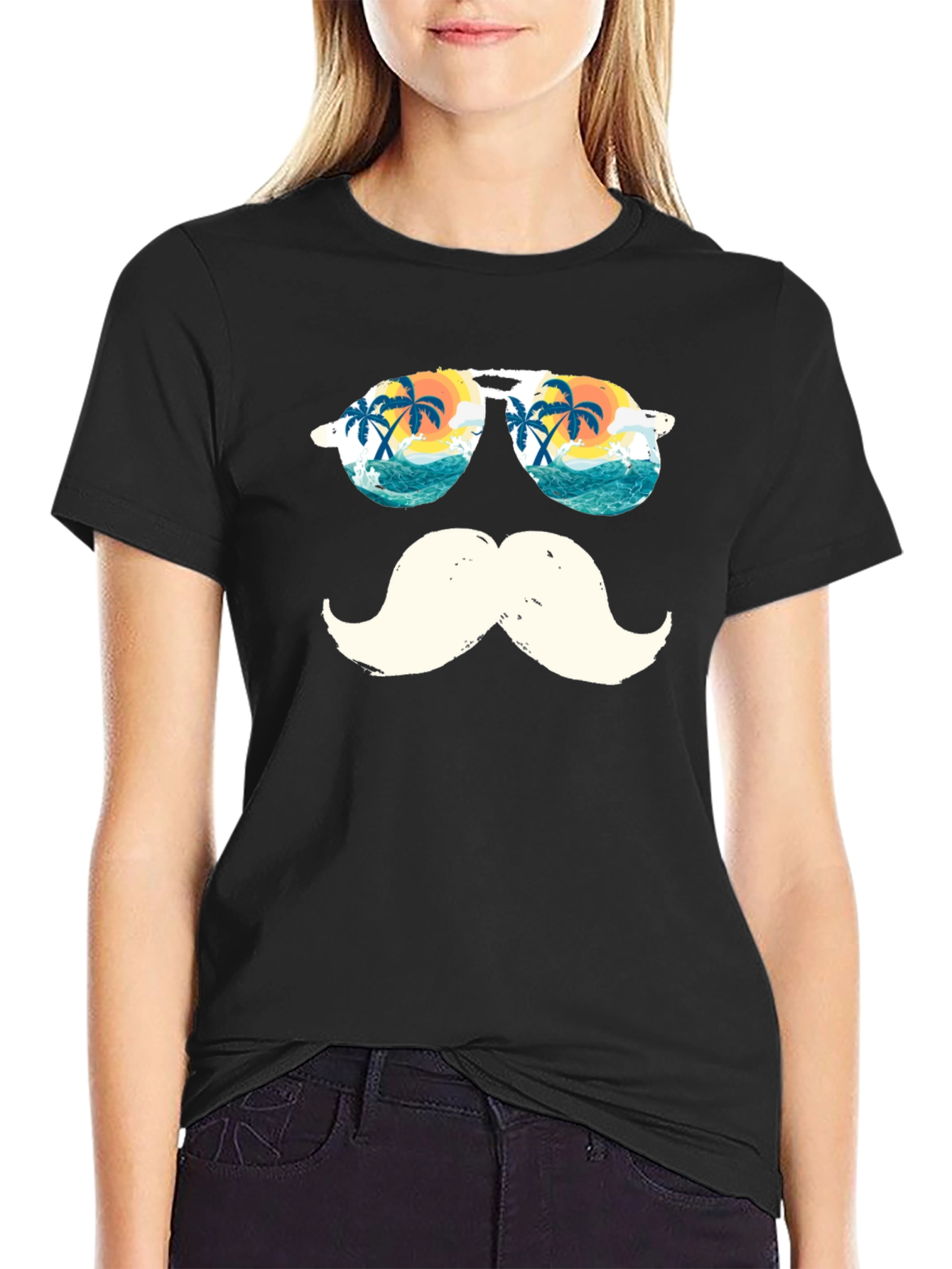 Tropical Mustache T-Shirt - Beach Sunglasses Design