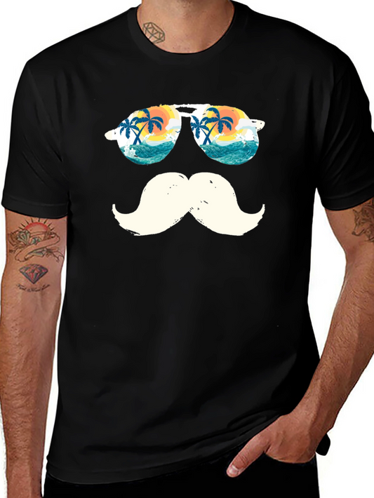 Tropical Mustache T-Shirt - Beach Sunglasses Design