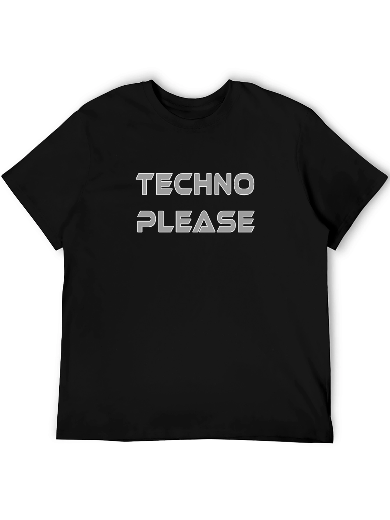 Techno Please Graphic Tee - Black Crewneck T-Shirt