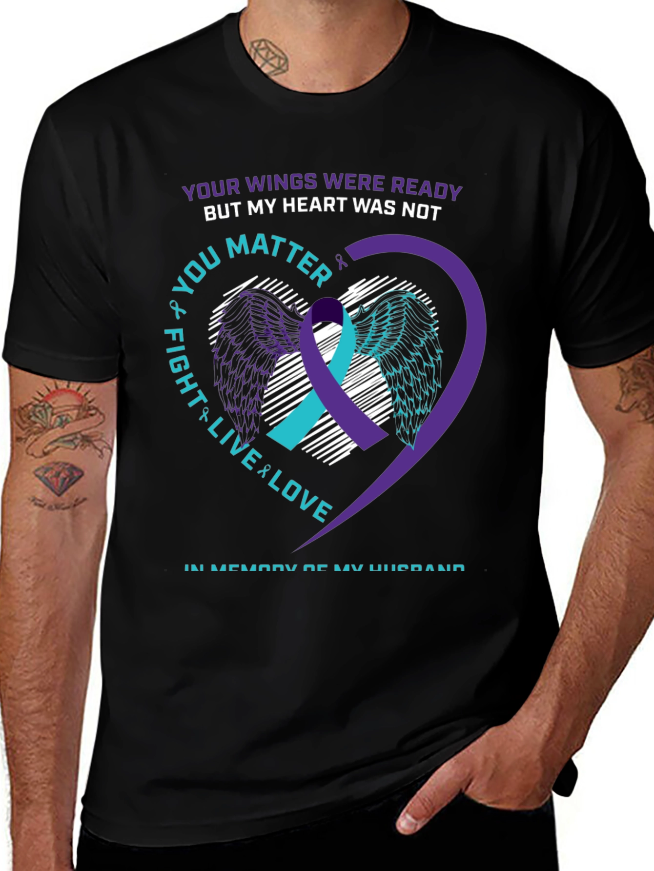 Wings Ready Husband Memorial T-Shirt