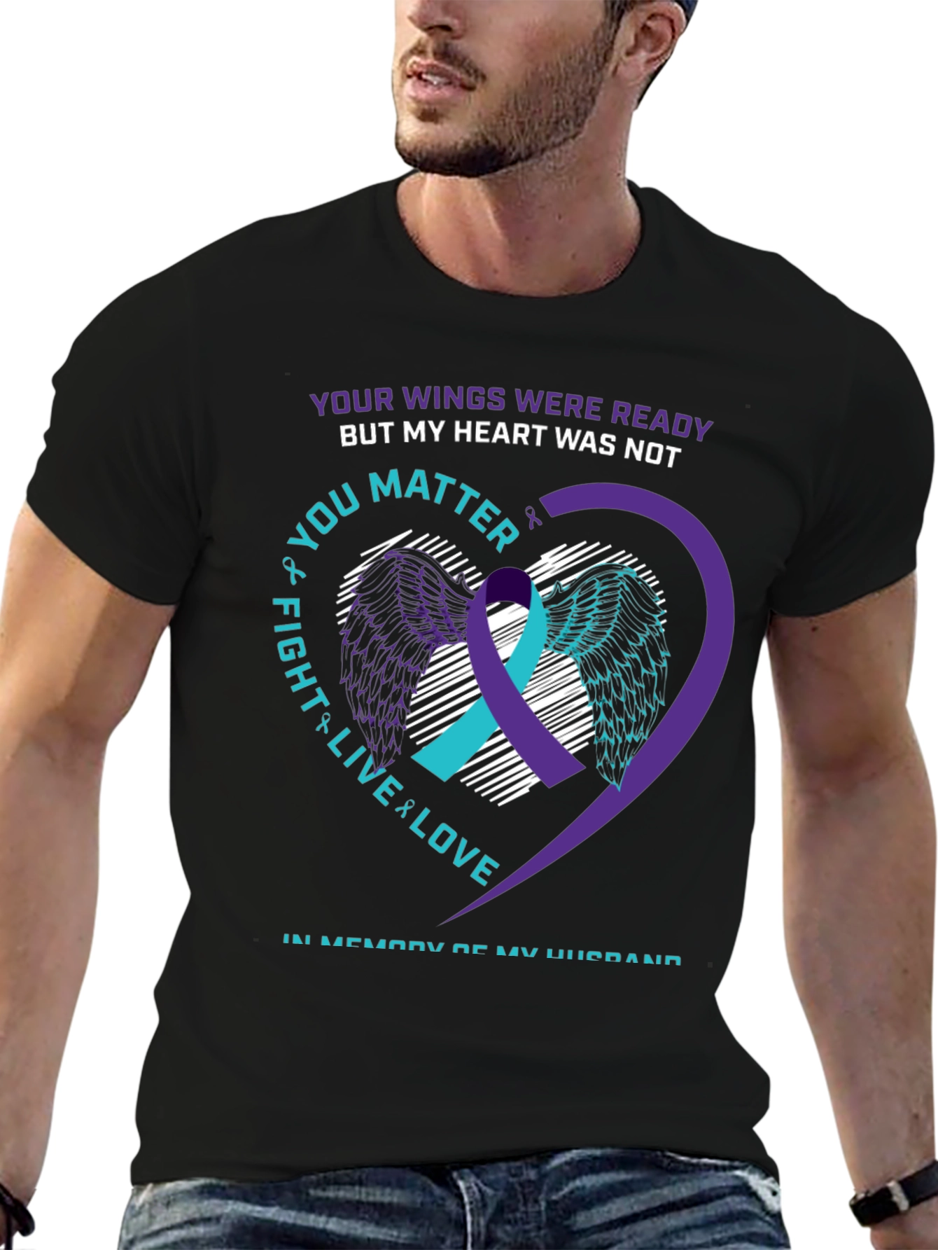 Wings Ready Husband Memorial T-Shirt