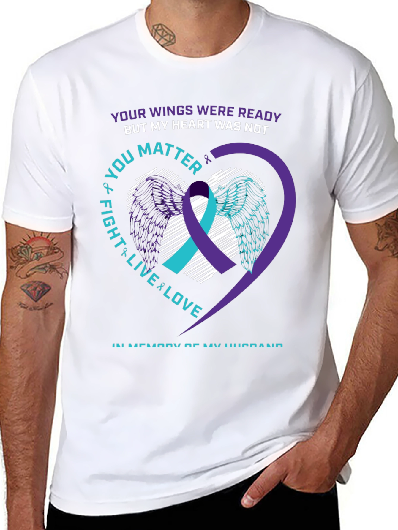 Wings Ready Husband Memorial T-Shirt