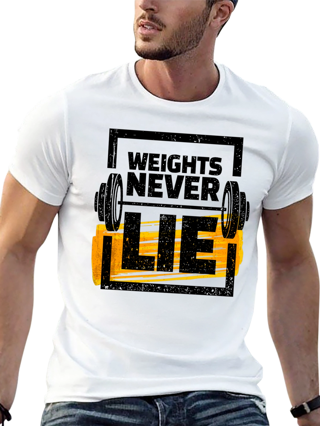 Weights Never Lie Black Graphic T-Shirt