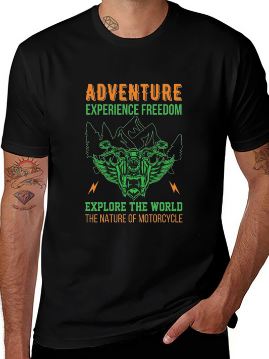 Adventure Motorcycle Graphic Print T-Shirt