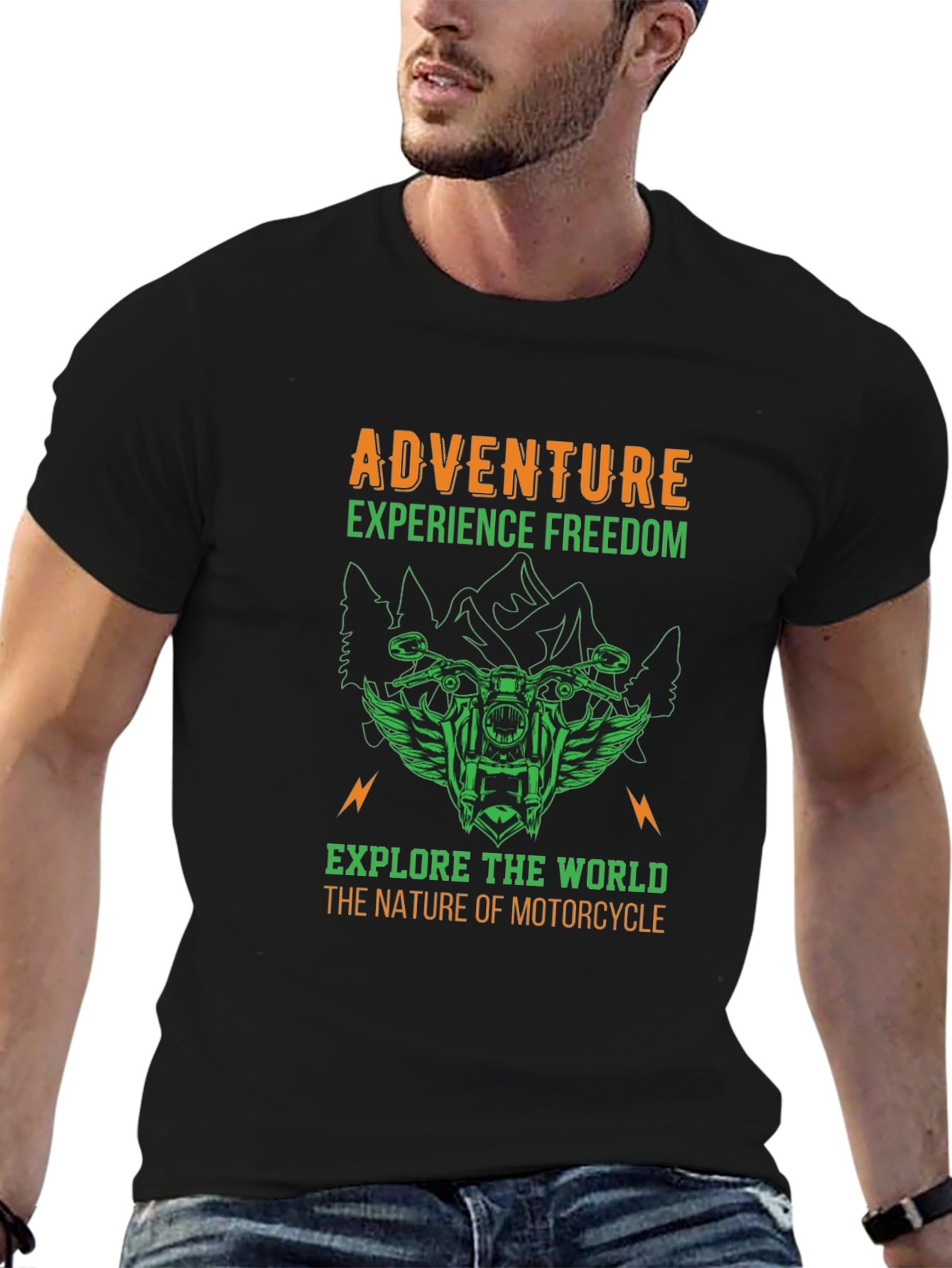 Adventure Motorcycle Graphic Print T-Shirt