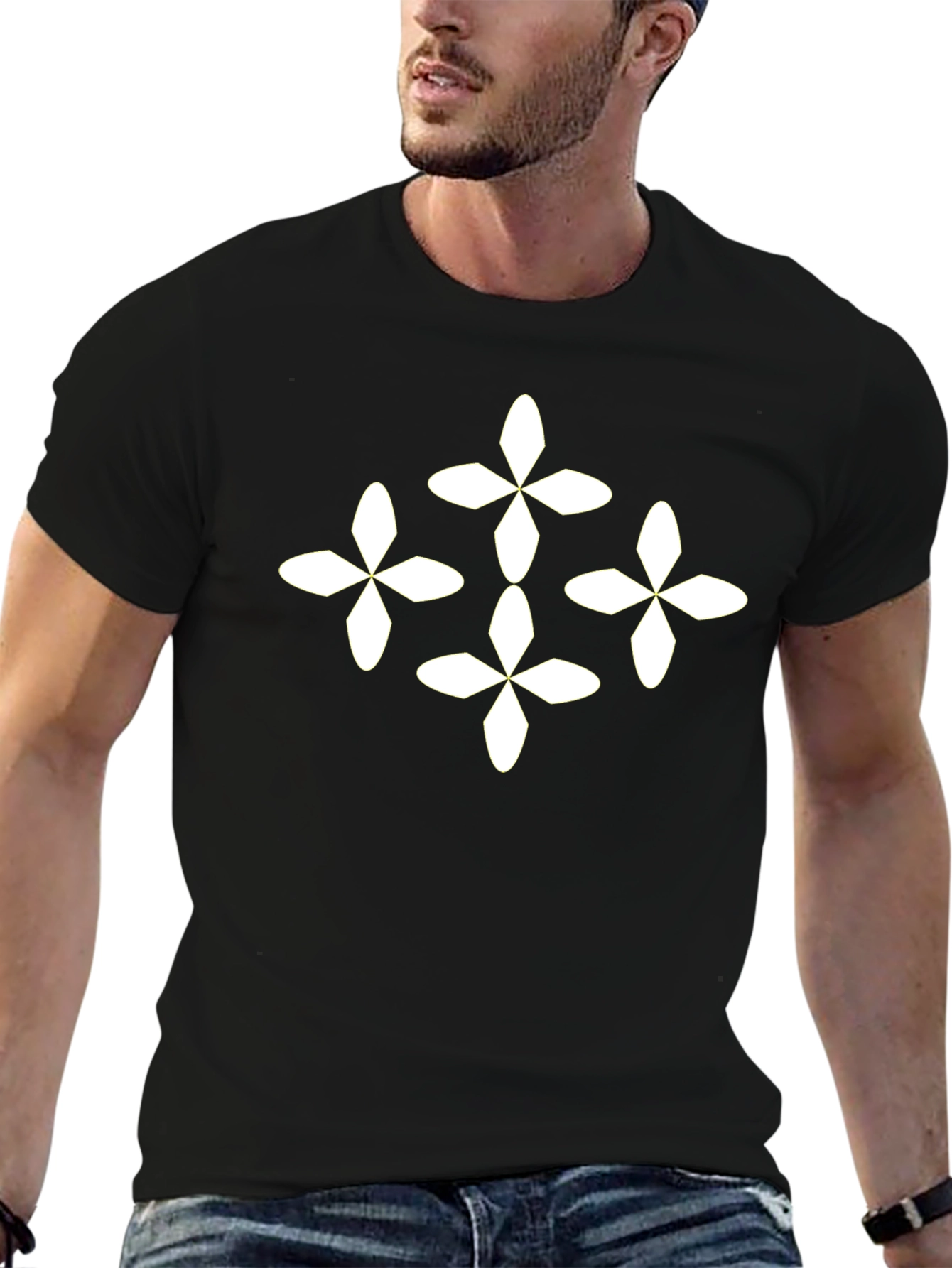 Stylish Black T-Shirt with Floral Pattern