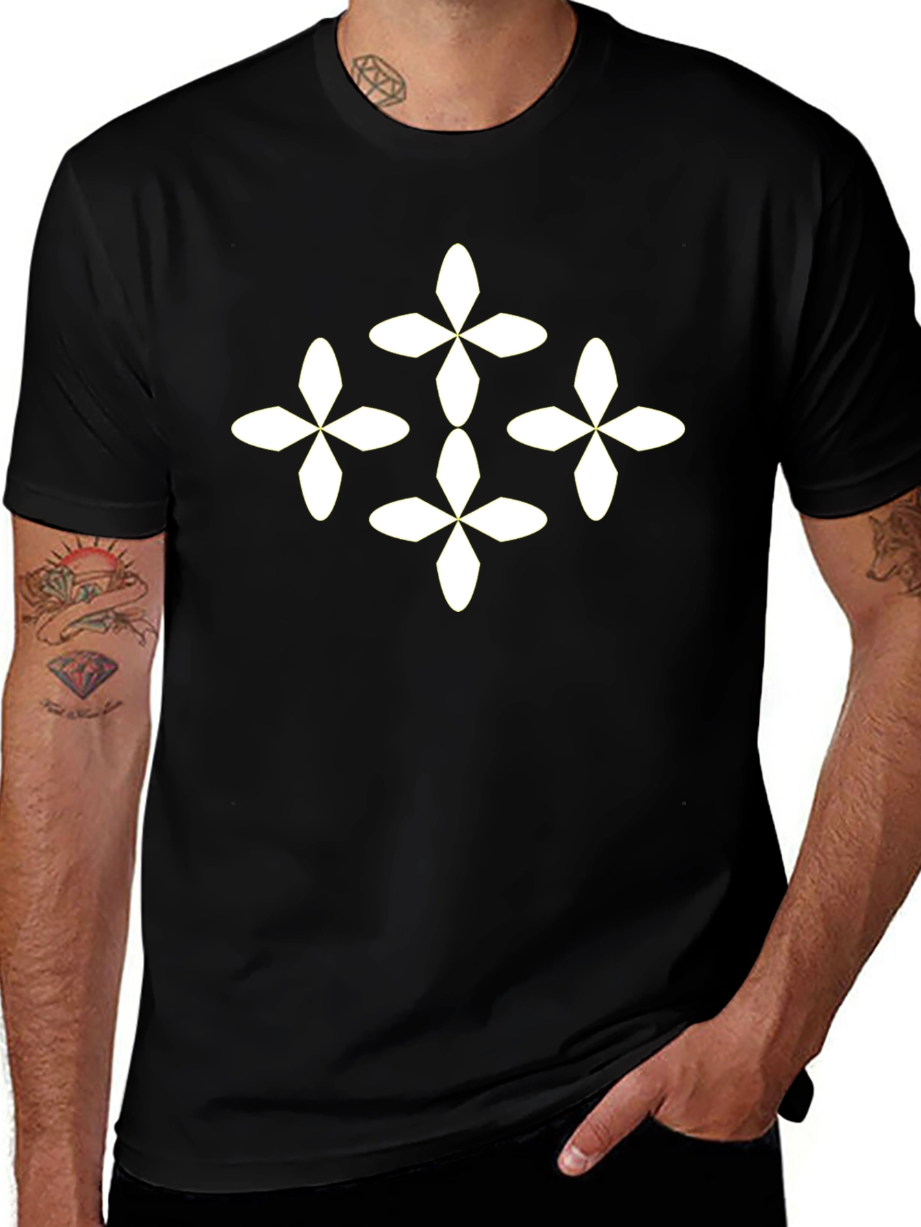 Stylish Black T-Shirt with Floral Pattern