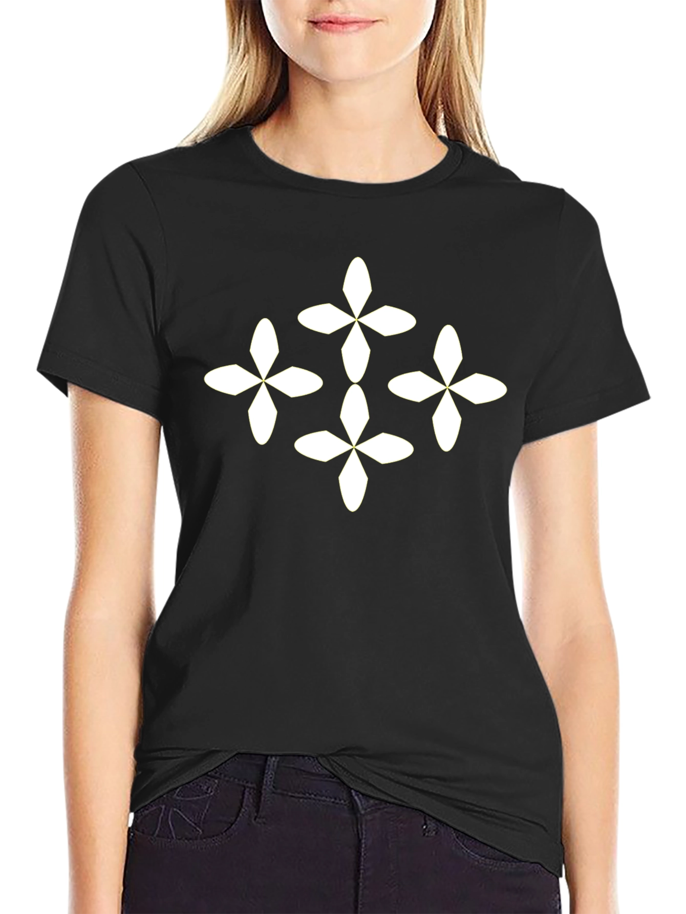 Stylish Black T-Shirt with Floral Pattern