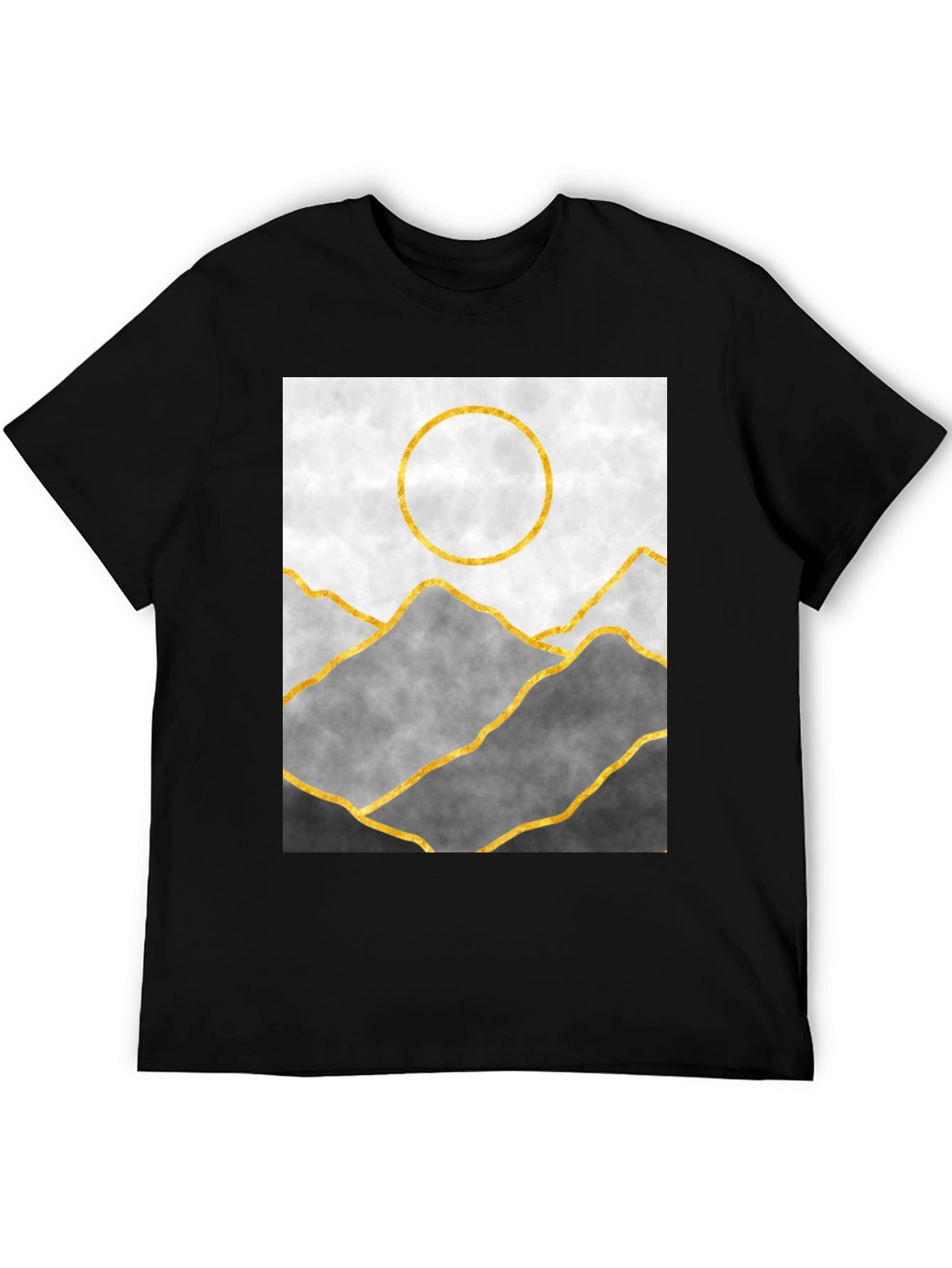 Abstract Mountain Gold Line Art Graphic Tee