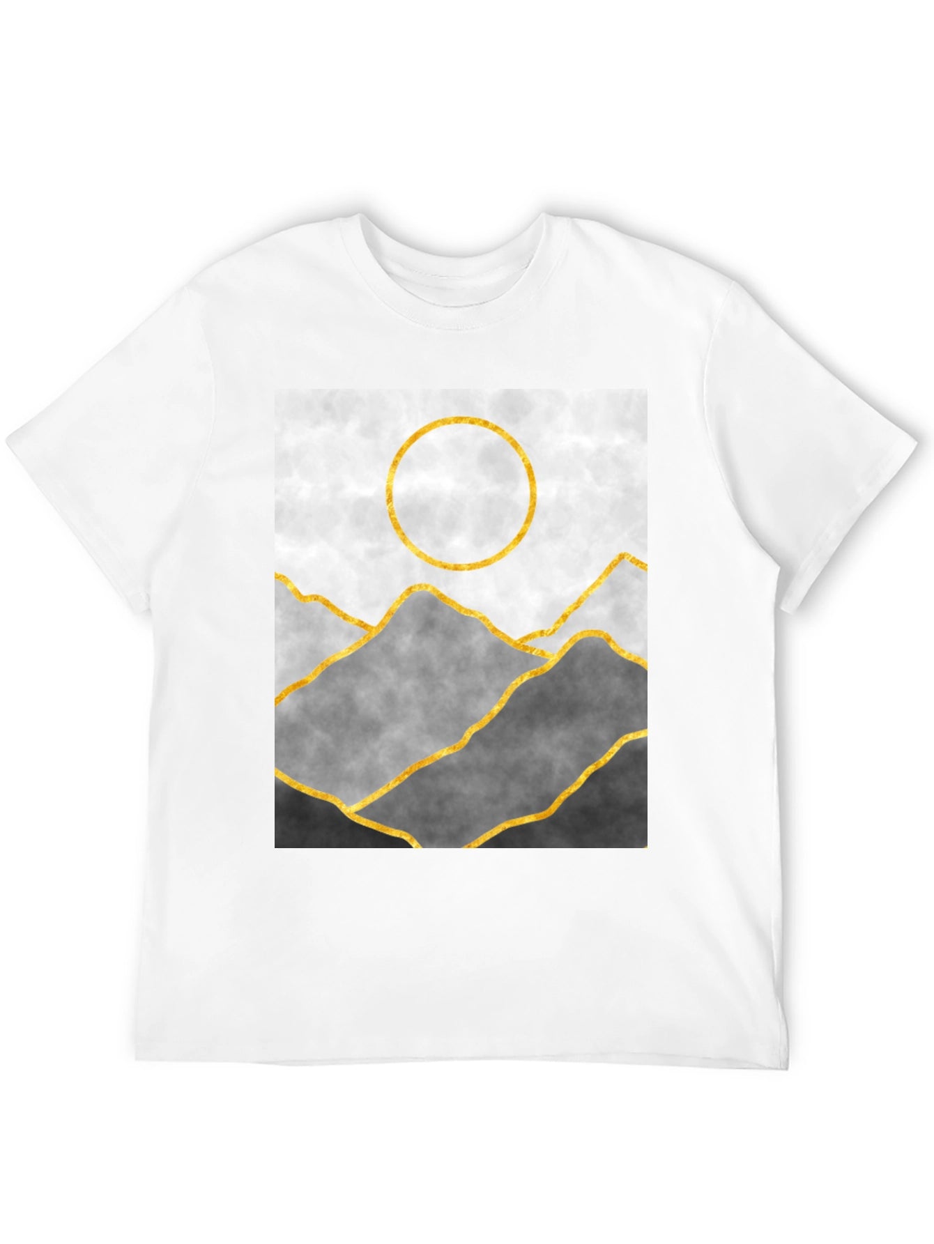 Abstract Mountain Gold Line Art Graphic Tee