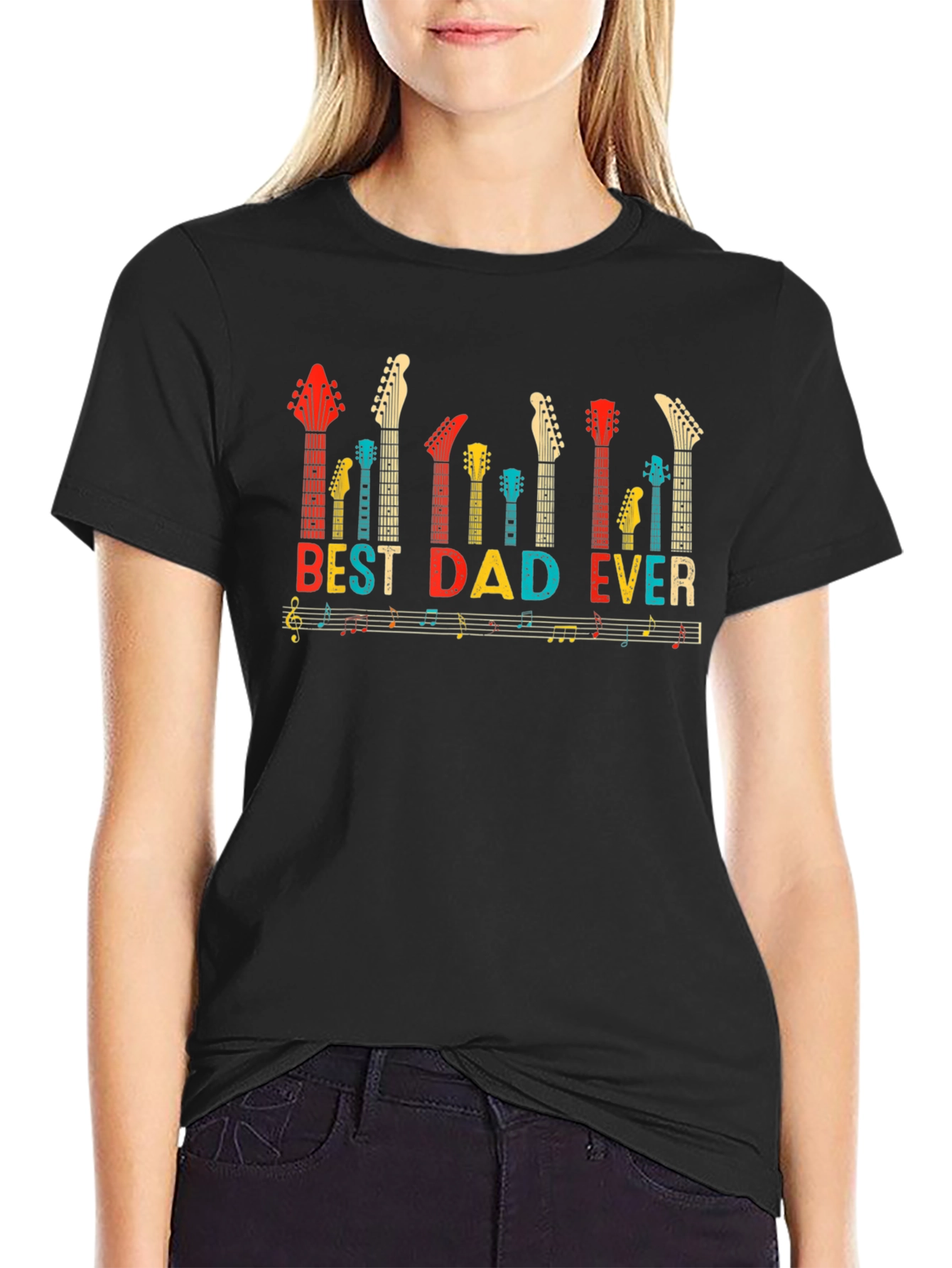 Best Dad Ever Guitar Music Notes T-Shirt
