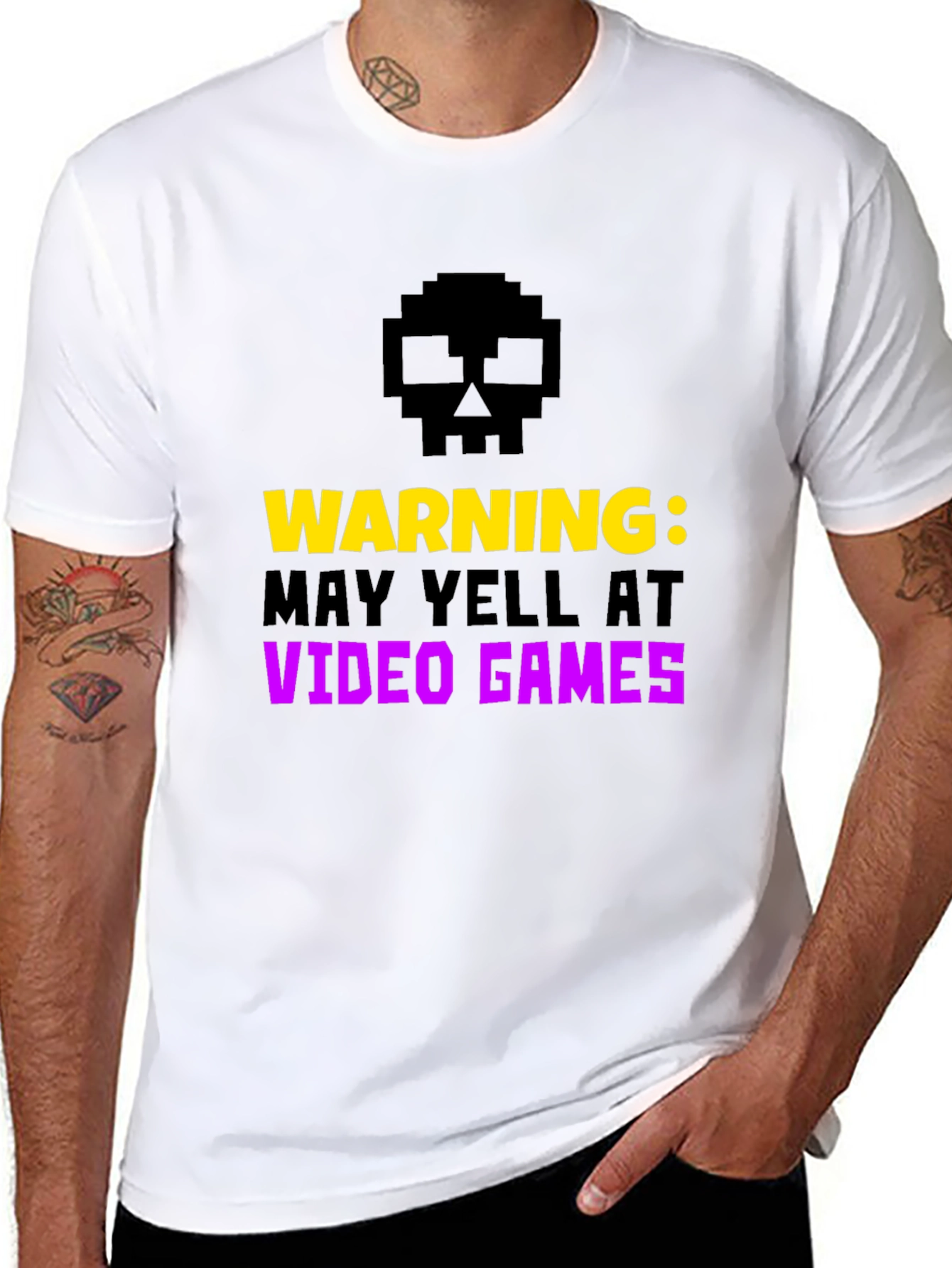 Warning May Yell at Video Games Black Tee