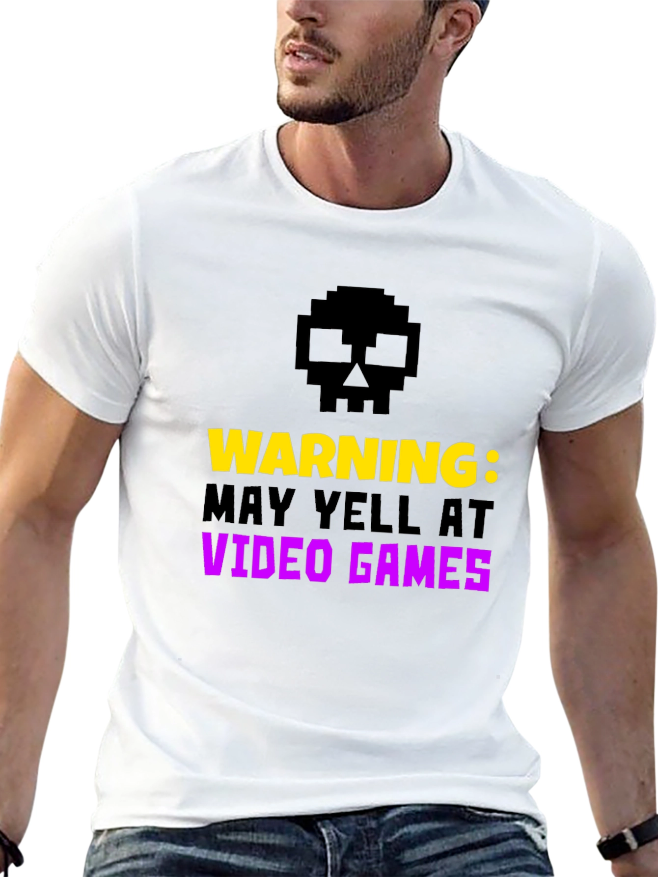Warning May Yell at Video Games Black Tee