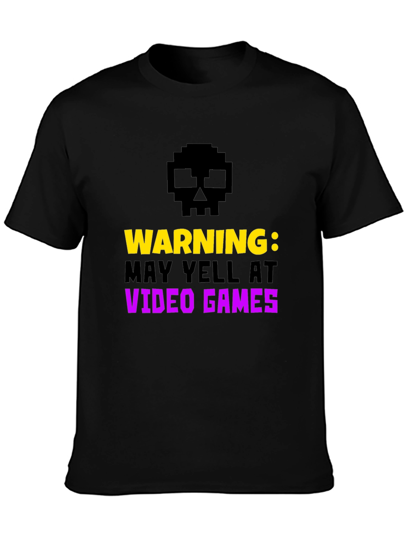 Warning May Yell at Video Games Black Tee