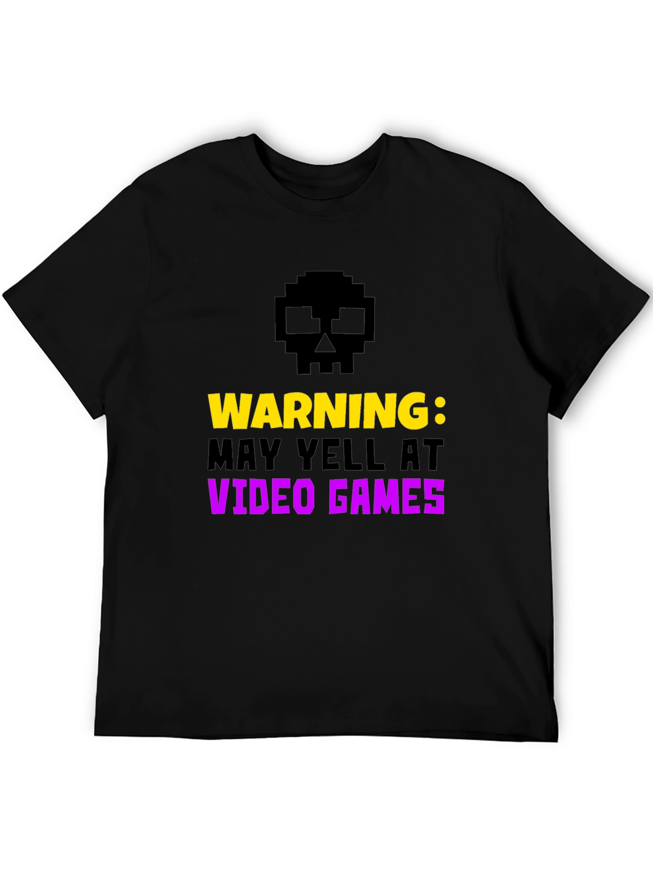 Warning May Yell at Video Games Black Tee