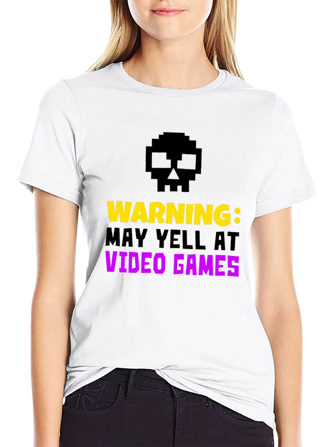 Warning May Yell at Video Games Black Tee