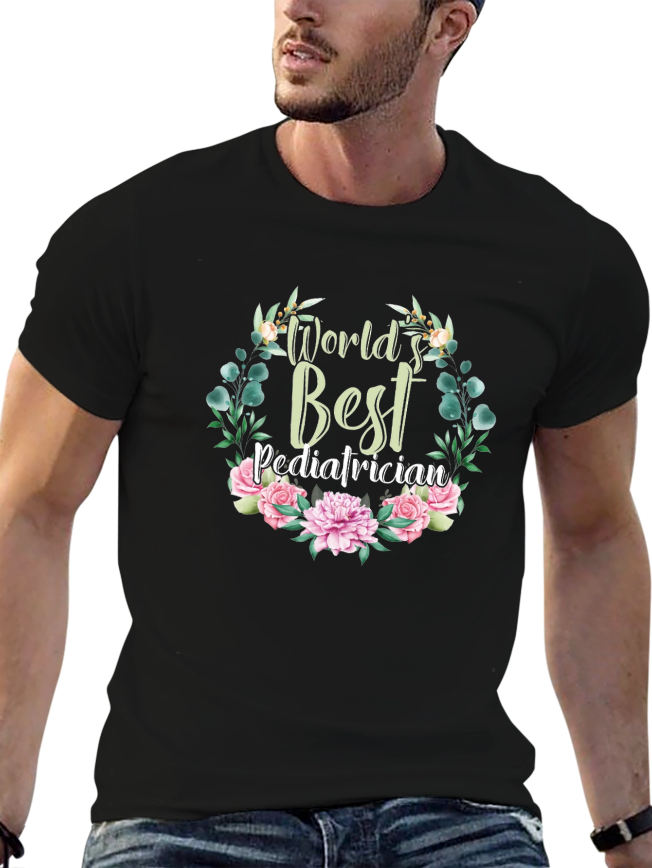 Worlds Best Pediatrician Floral T-Shirt