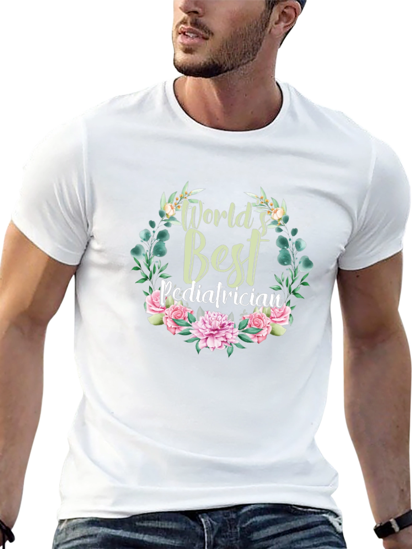 Worlds Best Pediatrician Floral T-Shirt