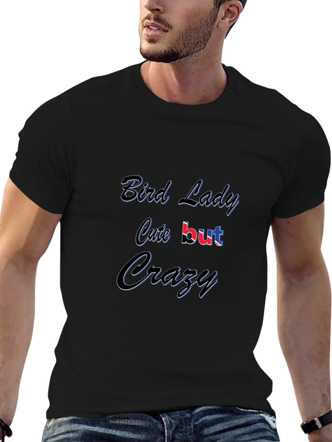 Bird Lady Cute But Crazy Black T-Shirt