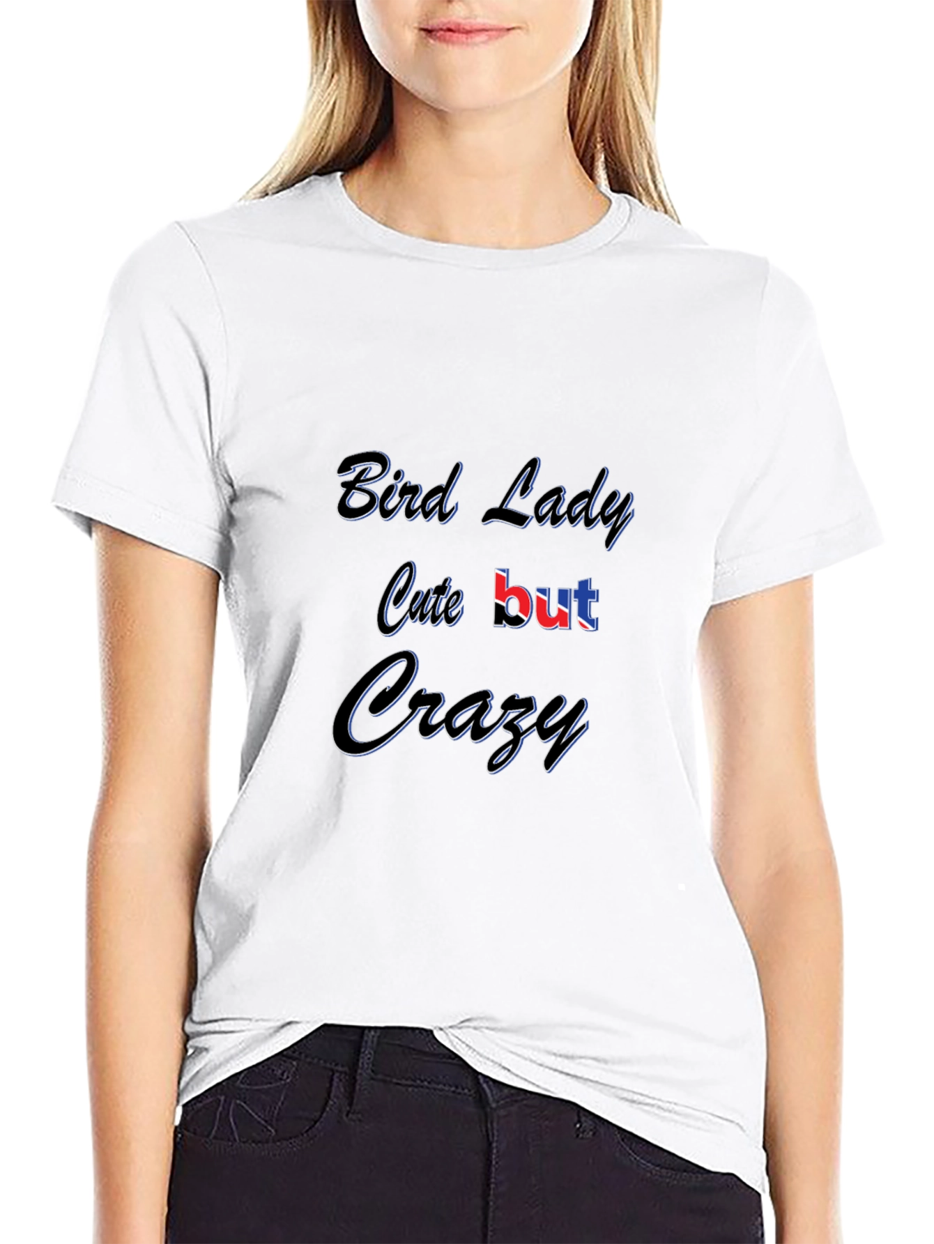 Bird Lady Cute But Crazy Black T-Shirt