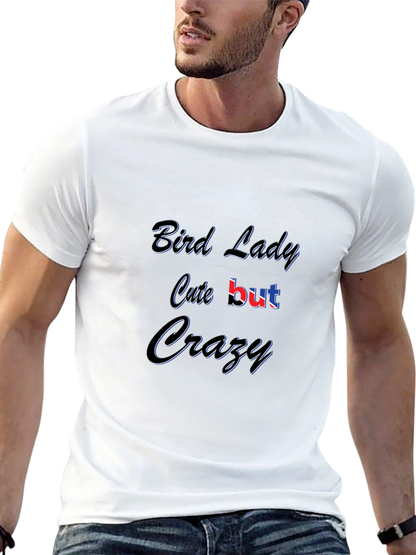 Bird Lady Cute But Crazy Black T-Shirt
