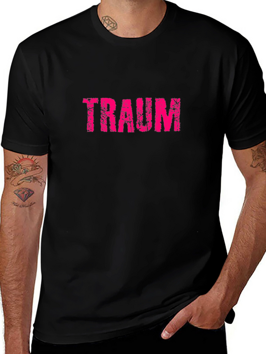 Traum Graphic Tee - Distressed Pink Print on Black