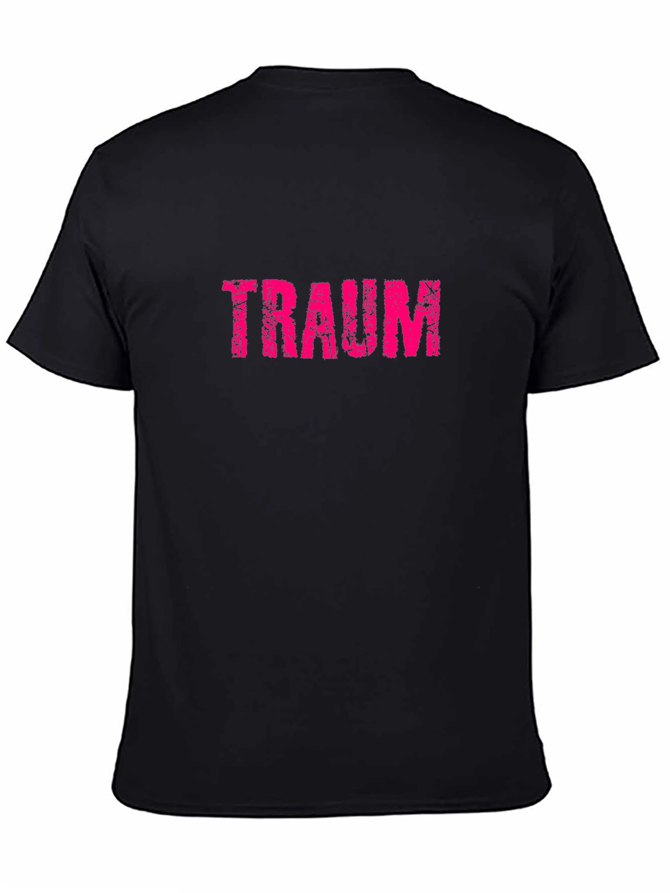Traum Graphic Tee - Distressed Pink Print on Black