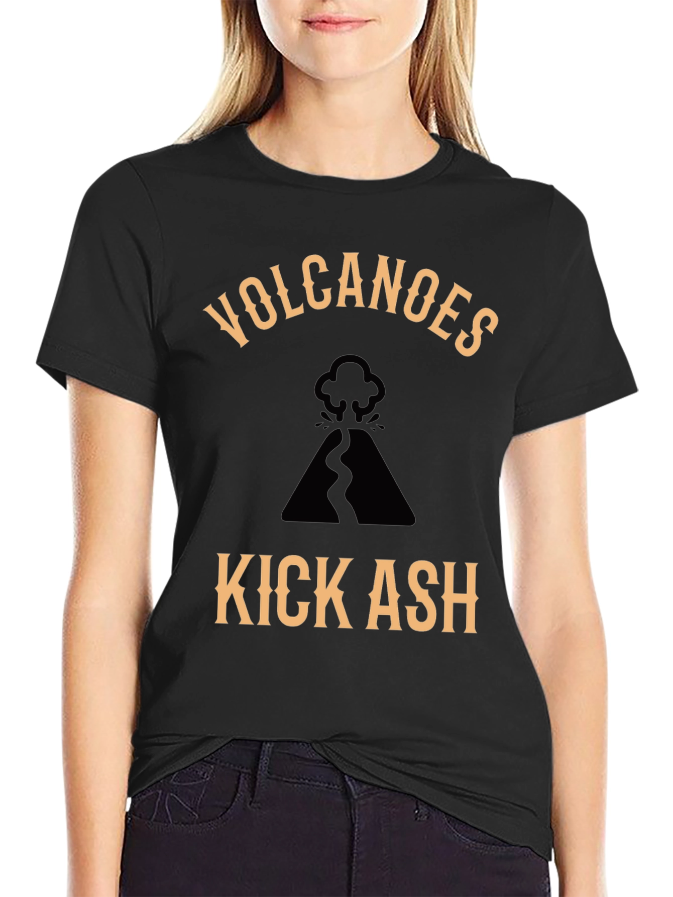 Volcanoes Kick Ash Graphic Tee - Cool Black T-Shirt