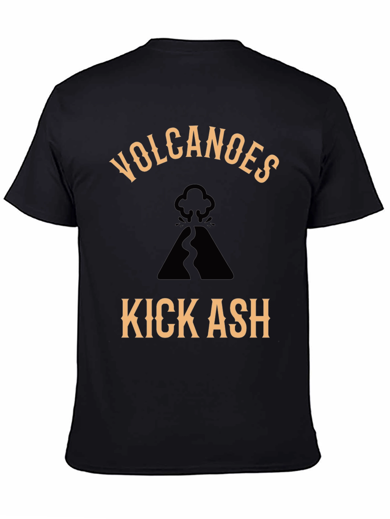 Volcanoes Kick Ash Graphic Tee - Cool Black T-Shirt