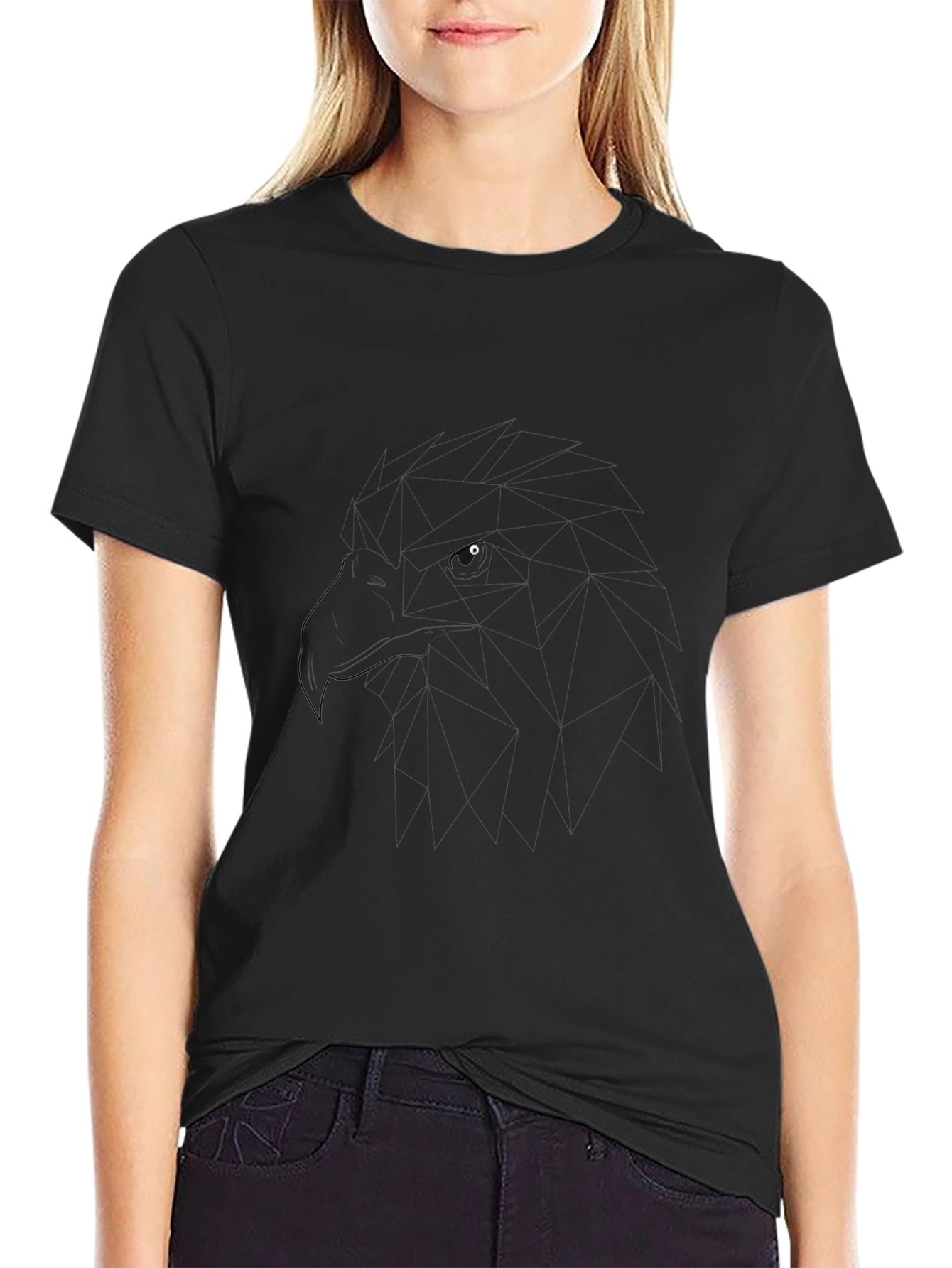 Black T-Shirt with Graphic Eagle Design