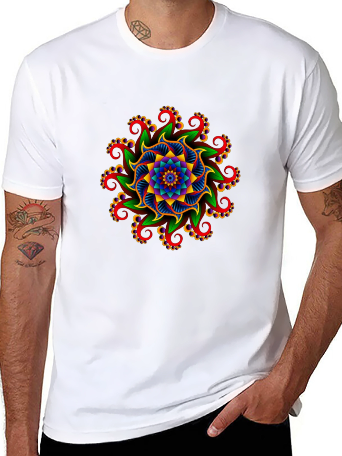 Vibrant Mandala Graphic Tee - Unisex Black T-Shirt