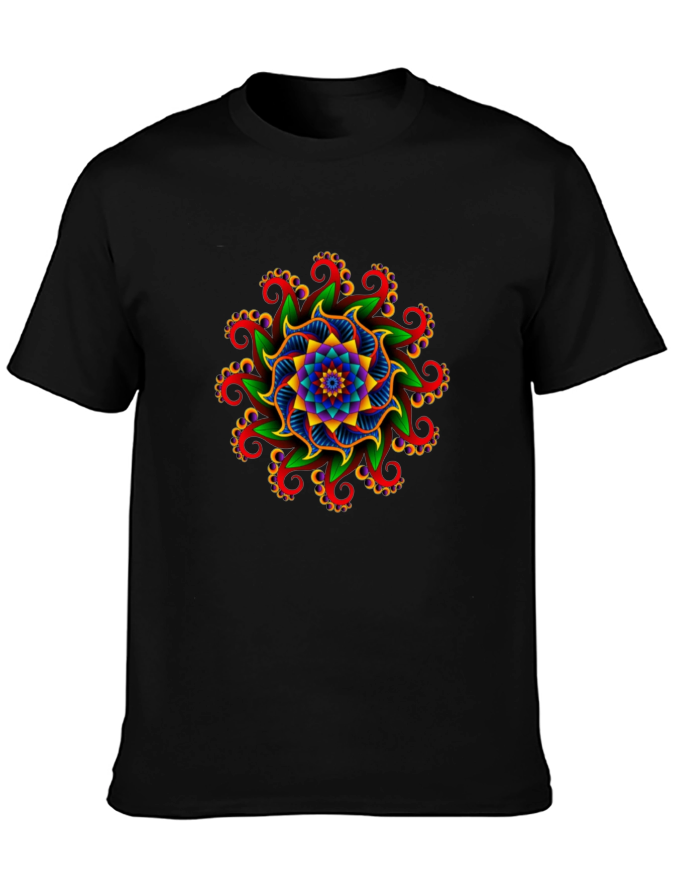 Vibrant Mandala Graphic Tee - Unisex Black T-Shirt