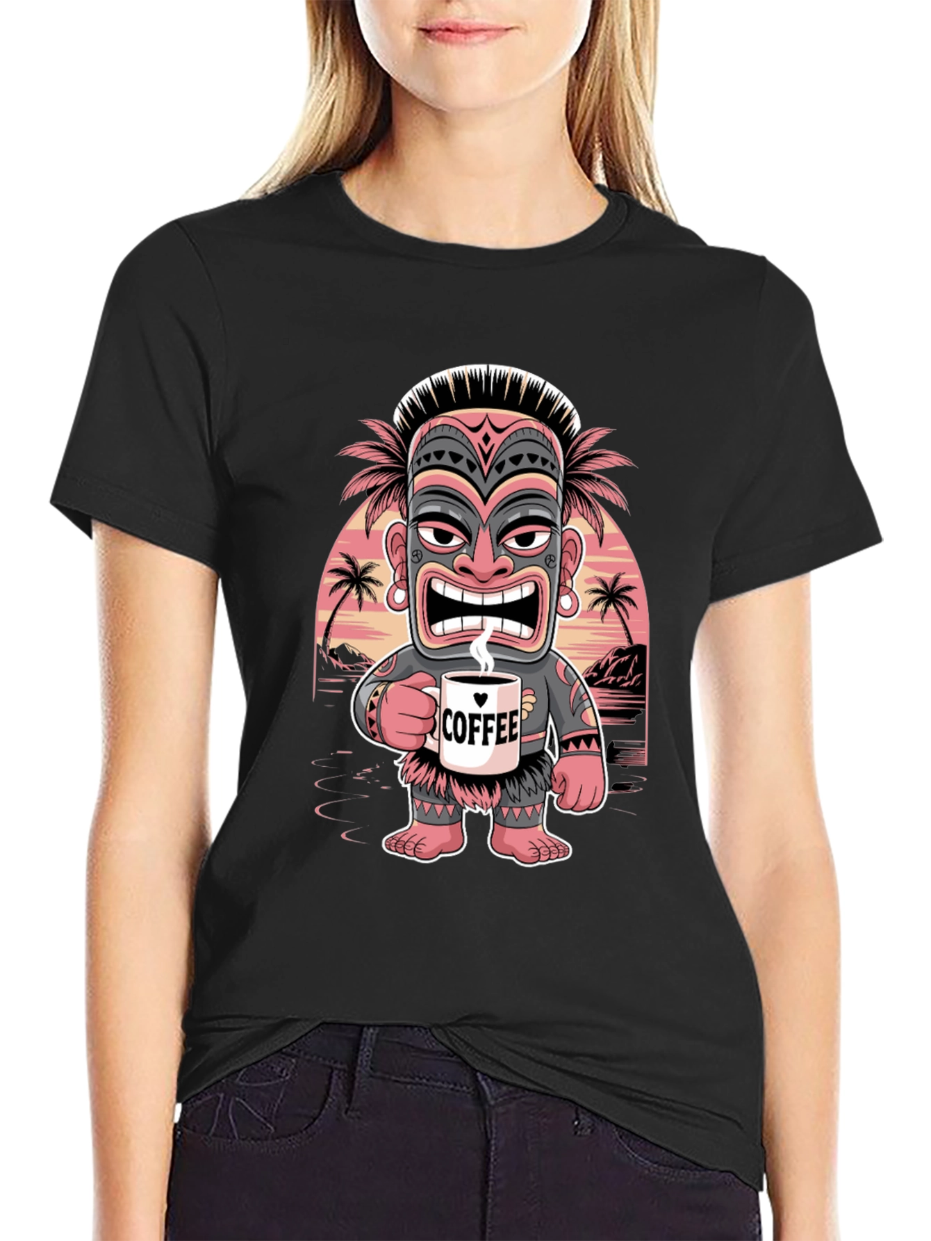 Tropical Tiki Coffee Lover Graphic Tee - Mens