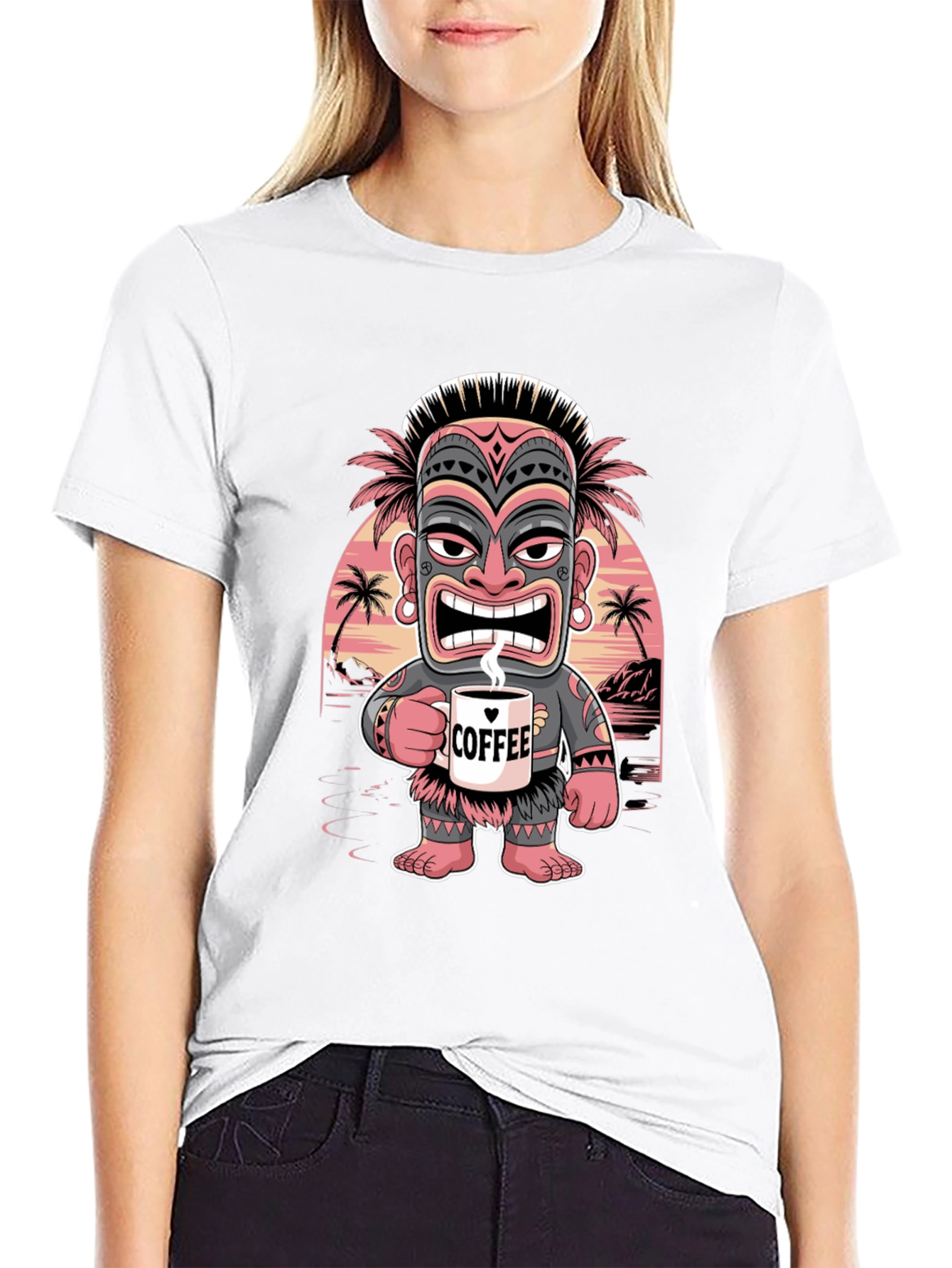 Tropical Tiki Coffee Lover Graphic Tee - Mens