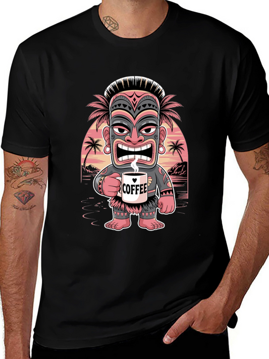 Tropical Tiki Coffee Lover Graphic Tee - Mens