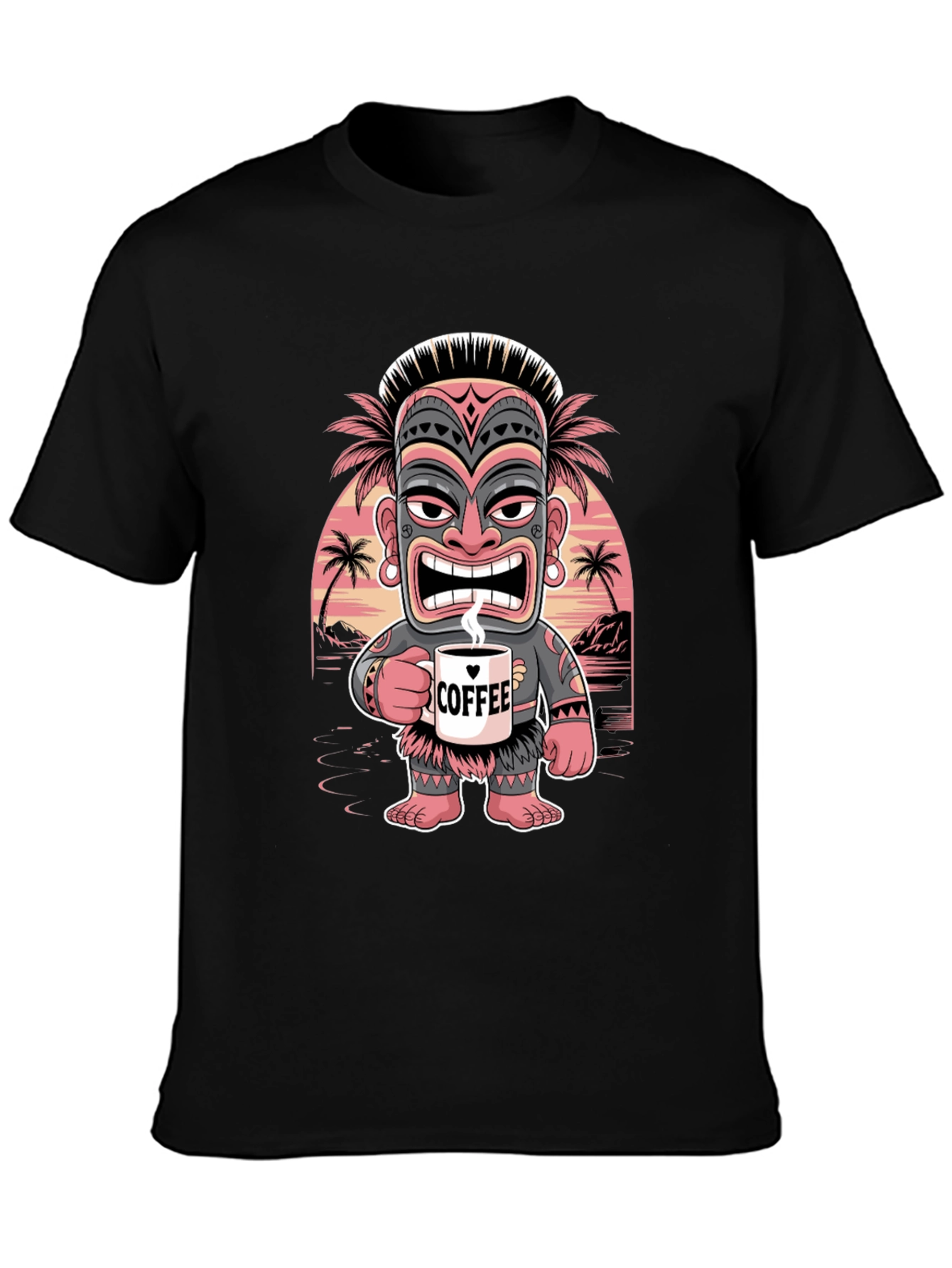 Tropical Tiki Coffee Lover Graphic Tee - Mens