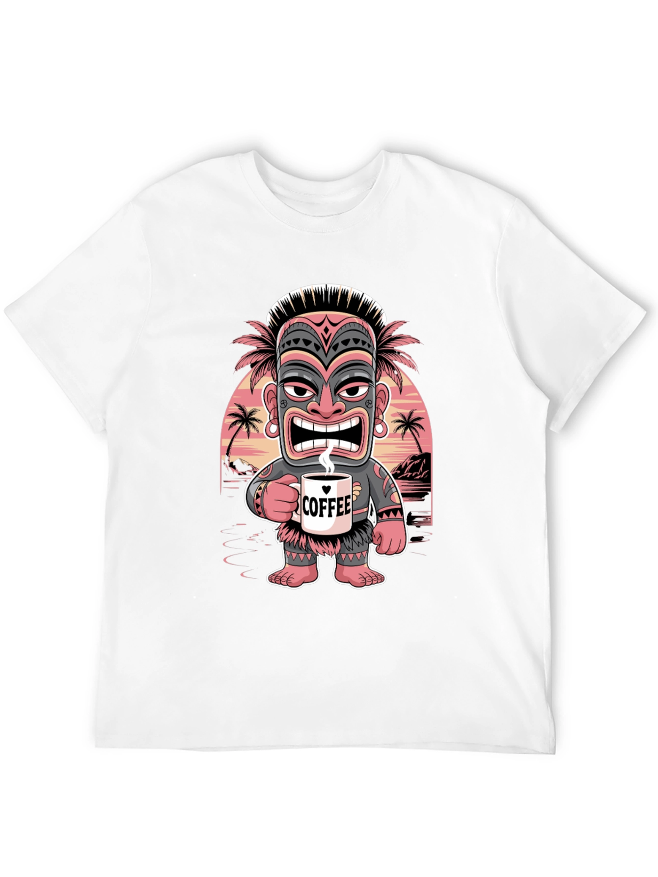 Tropical Tiki Coffee Lover Graphic Tee - Mens