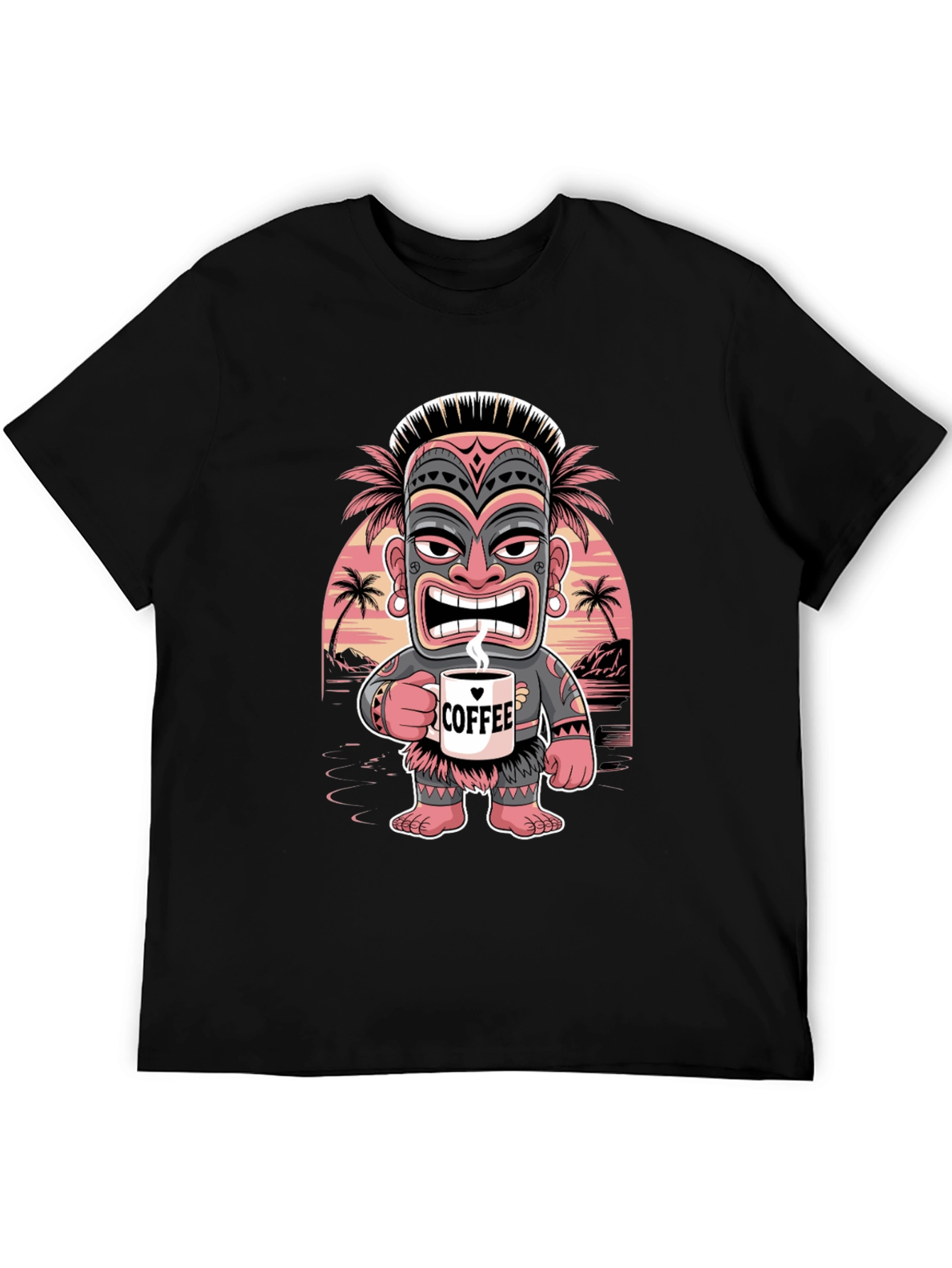 Tropical Tiki Coffee Lover Graphic Tee - Mens