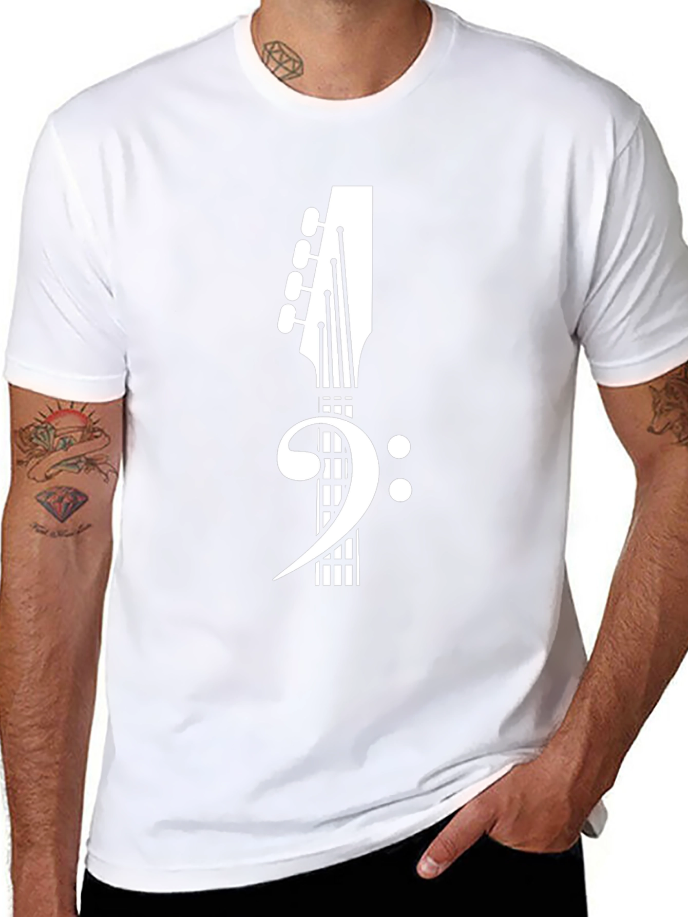 Bass Clef Guitar Tee - Music Lovers T-Shirt