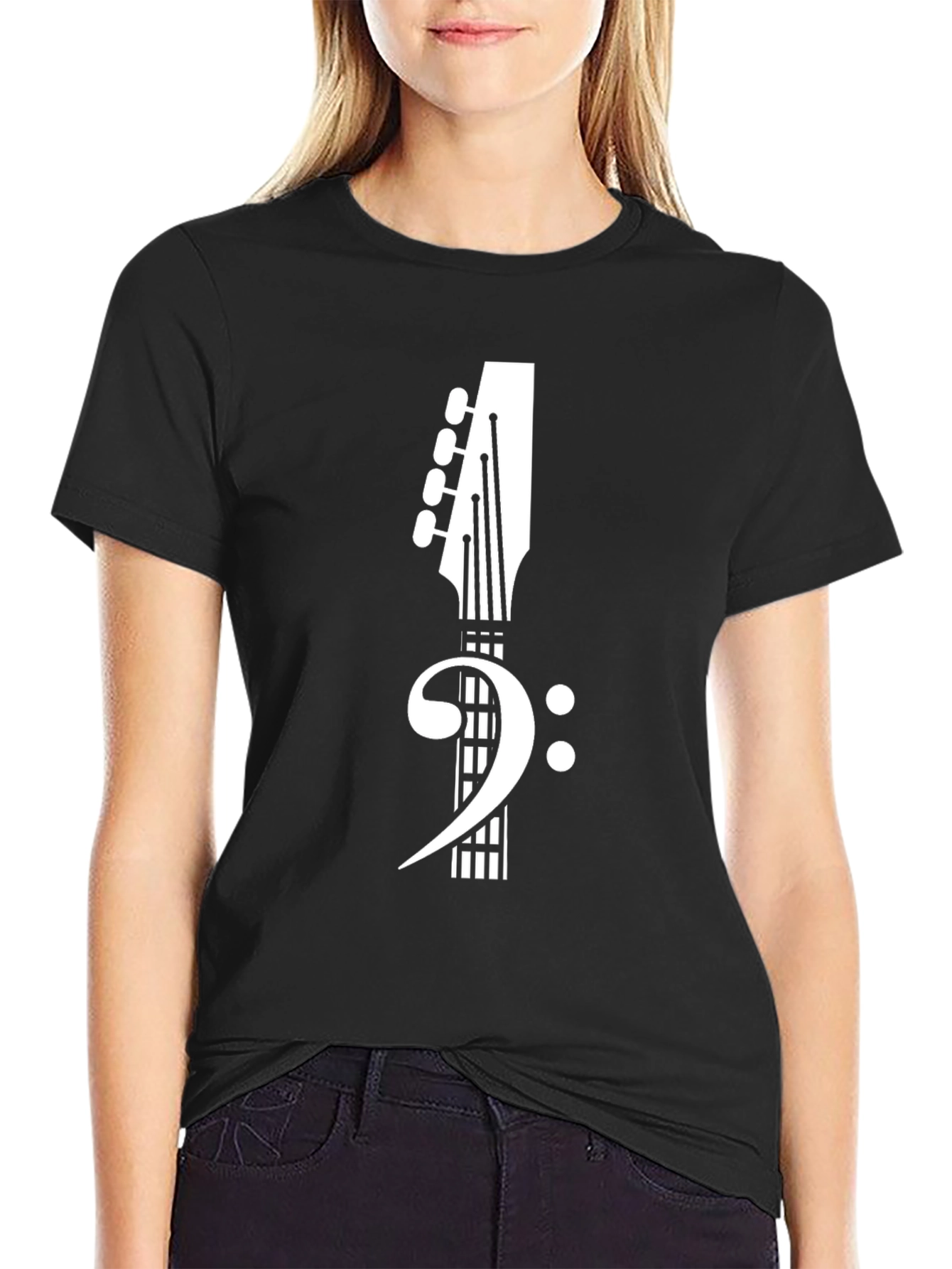 Bass Clef Guitar Tee - Music Lovers T-Shirt